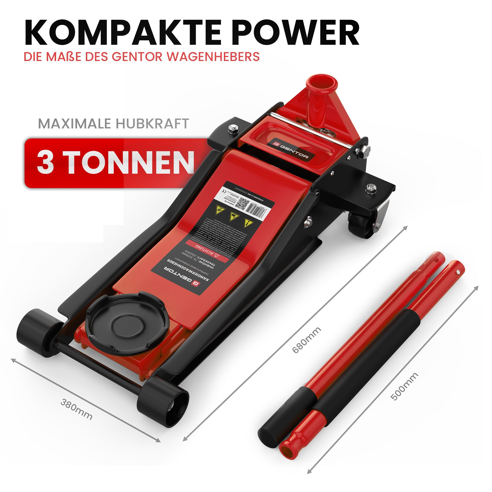 GENTOR Hydraulic Jack, 3t Hydraulic Flat Trolley Jack