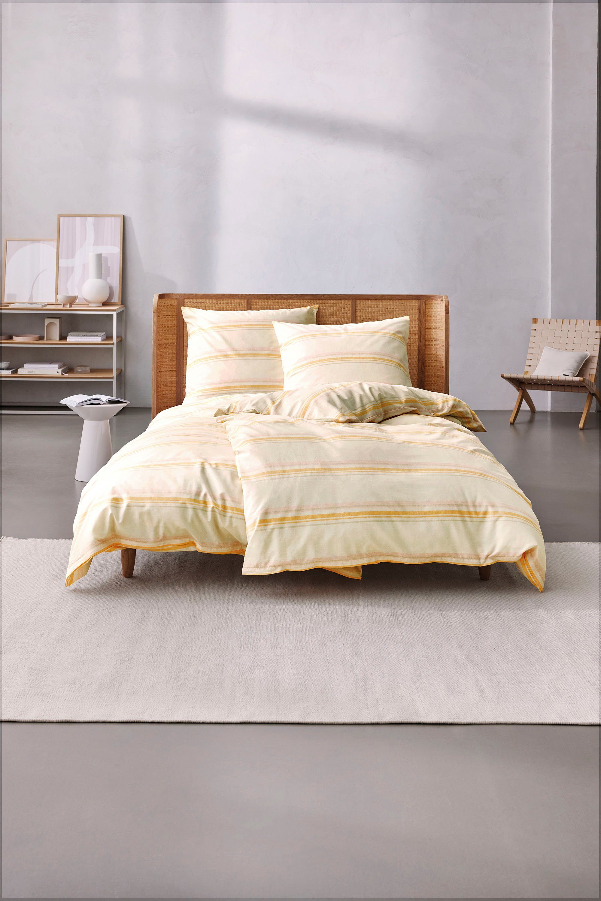 Esprit Bettwäsche Adrien, Chambray, 2 teilig, mehrfarbige Querstreifen