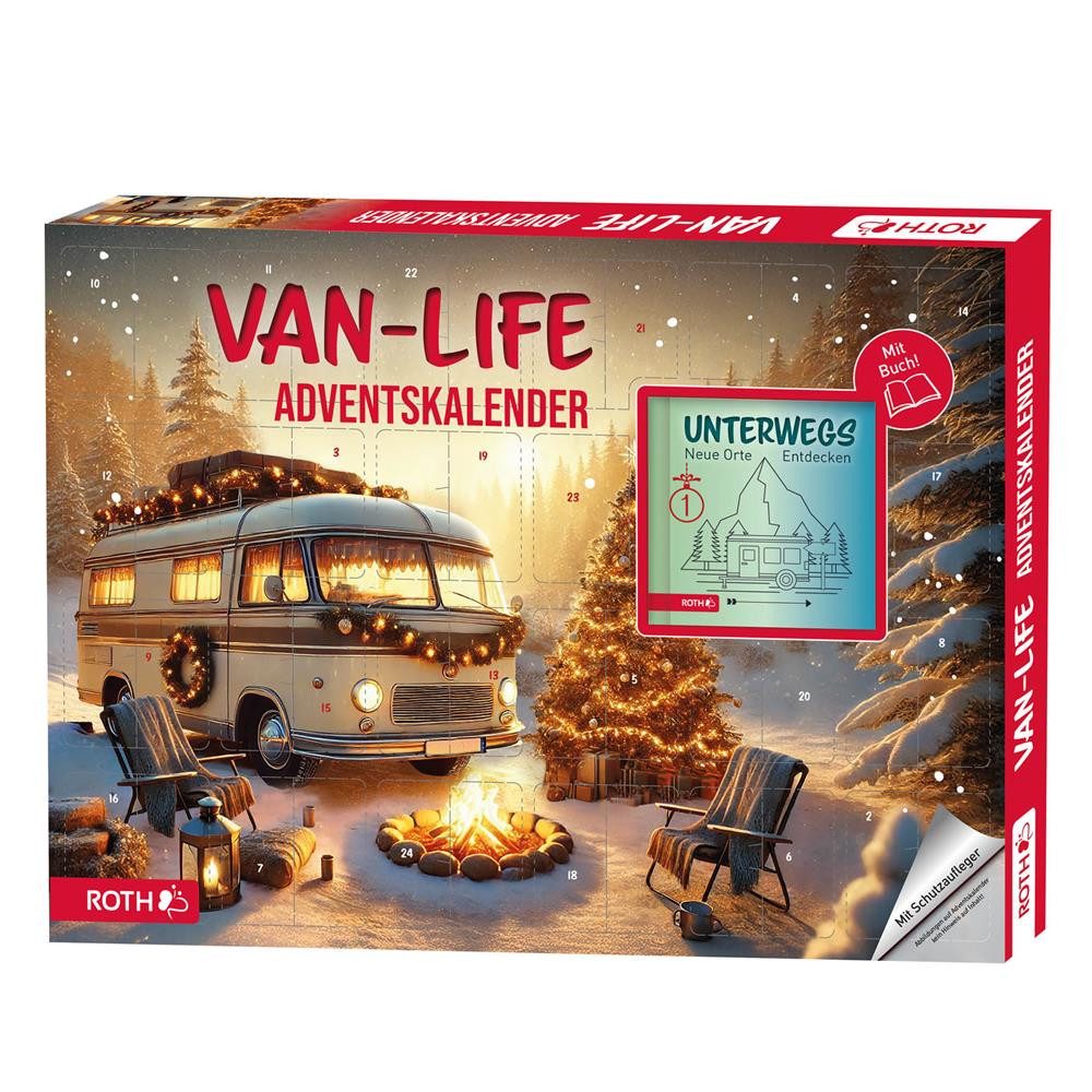 Roth Adventskalender Van-Life-Adventskalender, 24 Camping-Überraschungen & Reisebuch