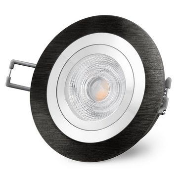 SSC-LUXon LED Einbaustrahler RF-2 schwenkbare LED Einbauleuchte rund in gebuerstet schwarz, Warmweiß