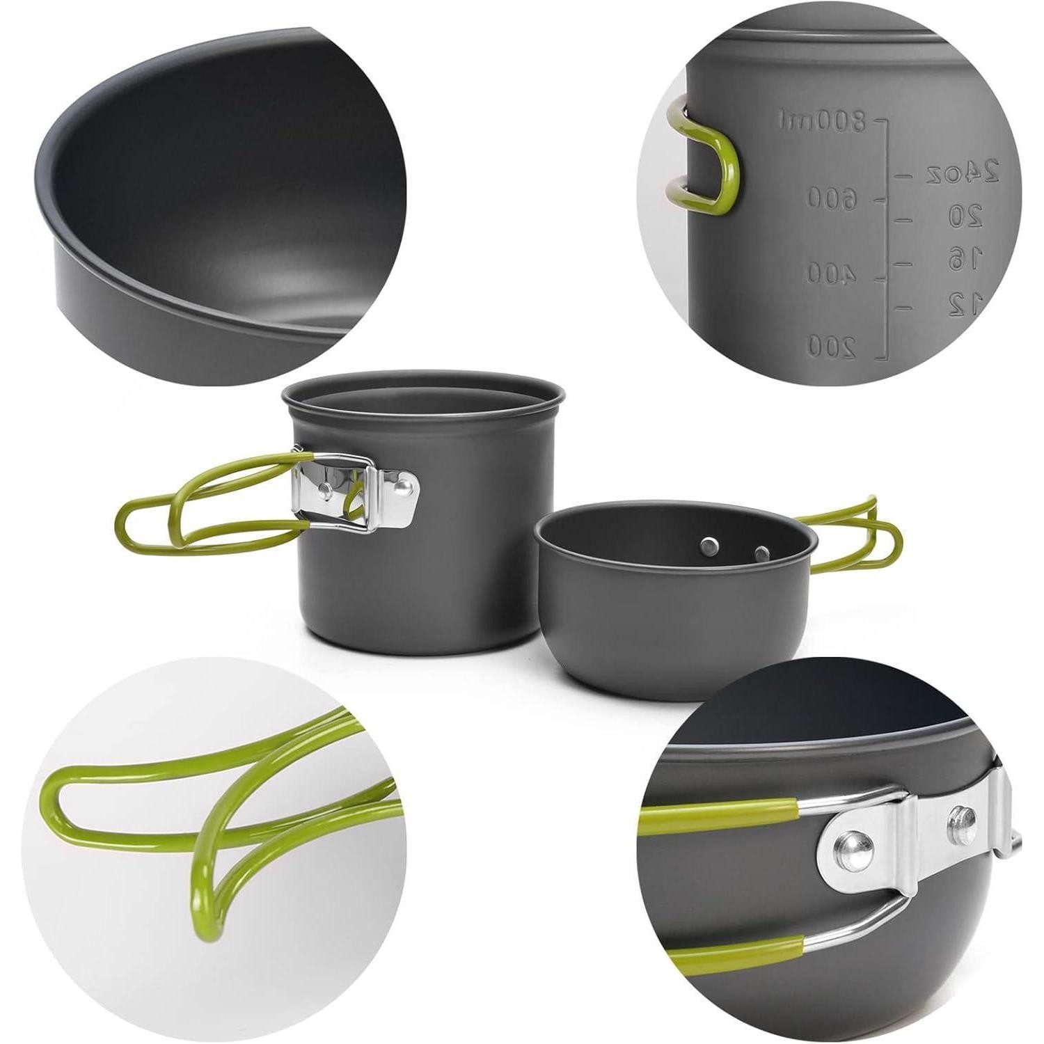 LuxusKollektion Geschirr-Set Camping Geschirr Set 9-teiliges Outdoor Kochgeschirr Aluminium Töpfe