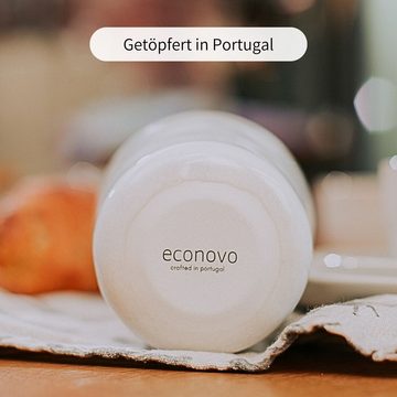 Econovo Becher Handgefertigt, Steingut, Keramikbecher 300ml Made in Portugal