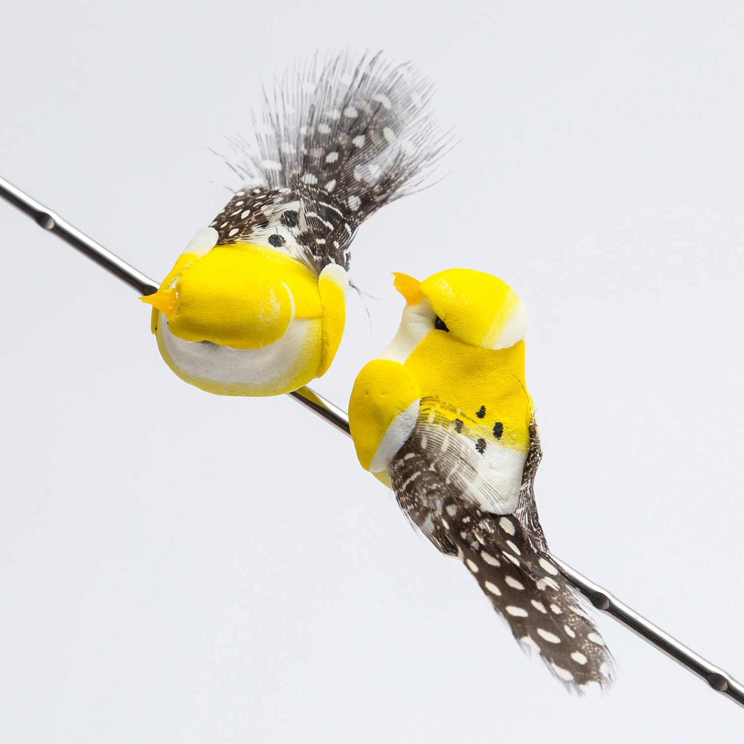 MARELIDA Tierfigur Mini Deko Vögel mit (2 Federn 2St. St) Klammer 2,5cm Osterdeko Frühling gelb