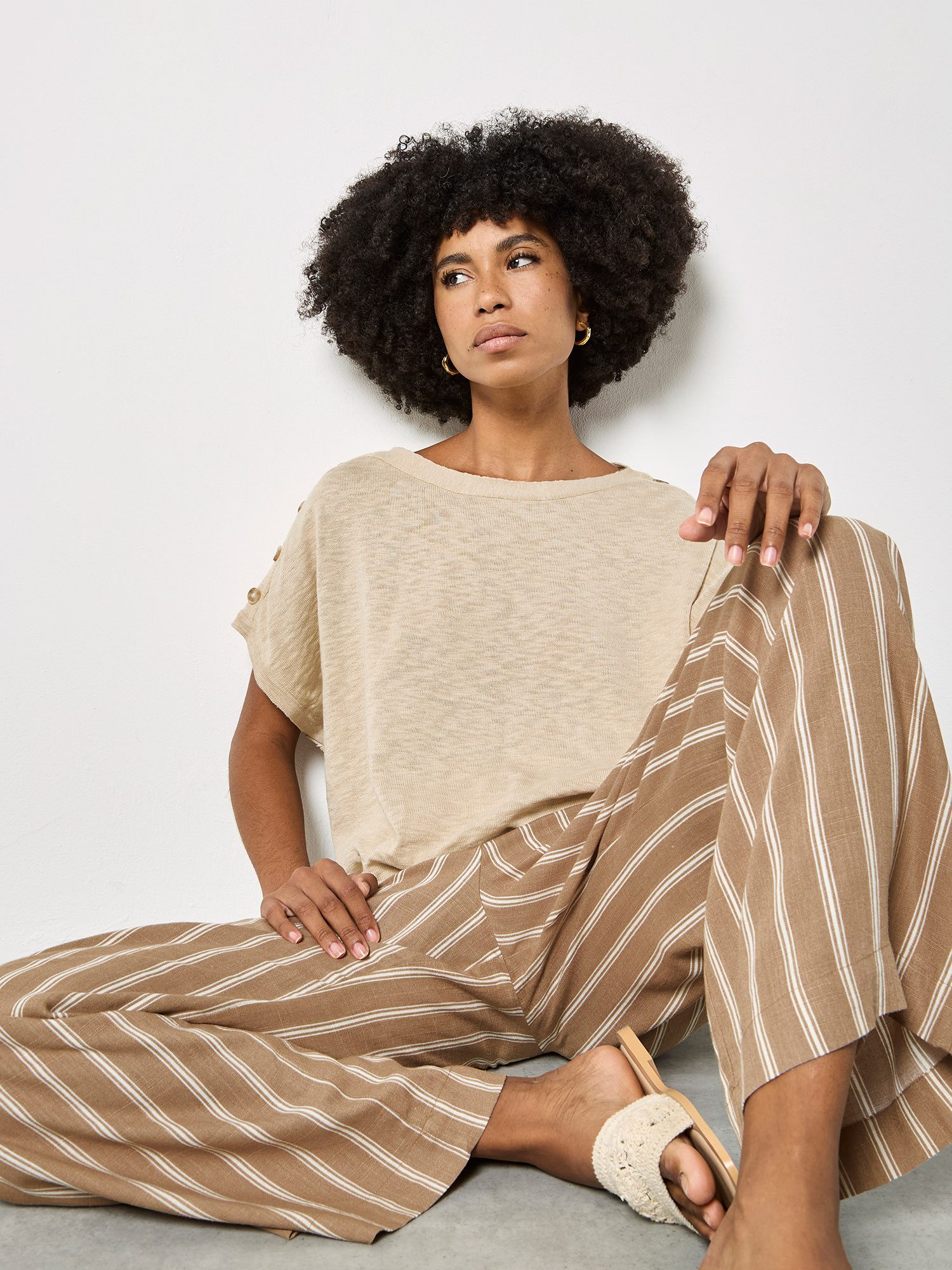 Apricot Palazzohose Weite Streifenhose aus Leinenmischung Streifen günstig online kaufen