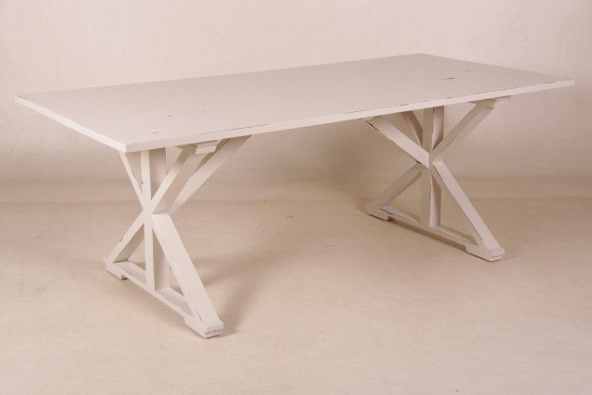 Antik cm Tisch x Stil 210 Landhaus Esstisch Vintage Stil - Weiß Teakholz Padrino Casa 100 Esstisch