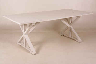 Casa Padrino Esstisch Vintage Esstisch Antik Stil Weiß 210 x 100 cm - Landhaus Stil Tisch Teakholz