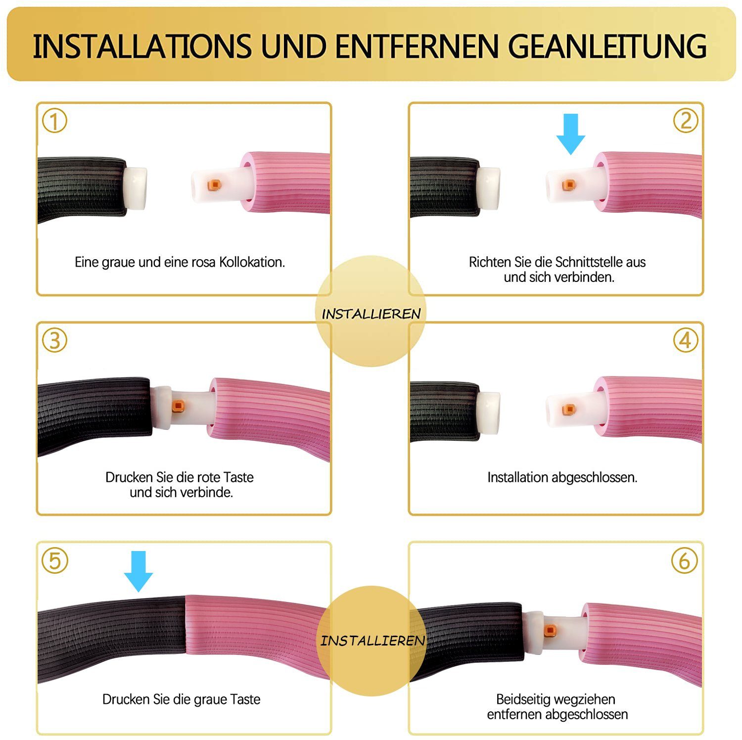 KIKAKO Hula-Hoop-Reifen Rosa 8 Hula-Fitness-Reifen grau Spleißen Wellenabschnitte Abnehmbar