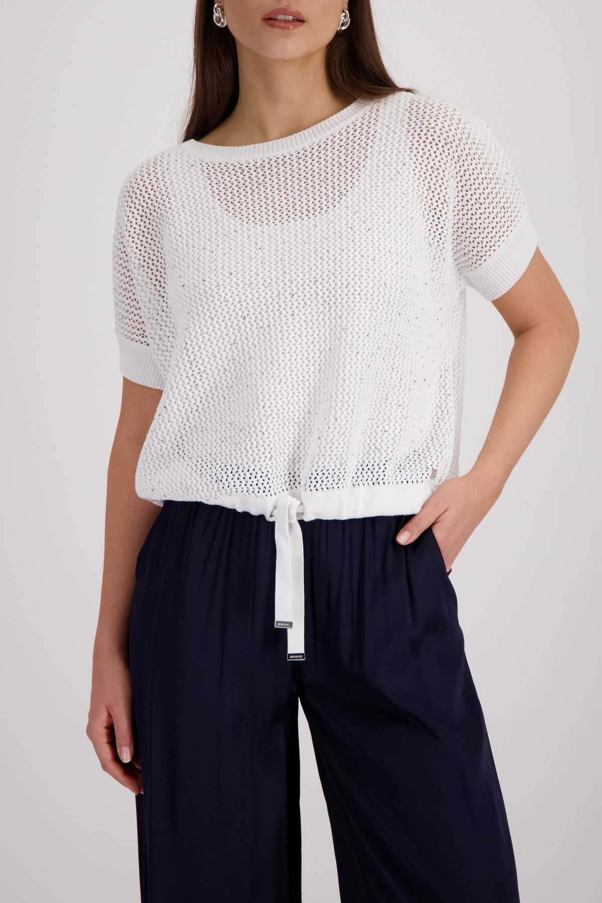 monari Ajourpullover Pullover Basic Schmuck Regular fit mit Strasssteinen
