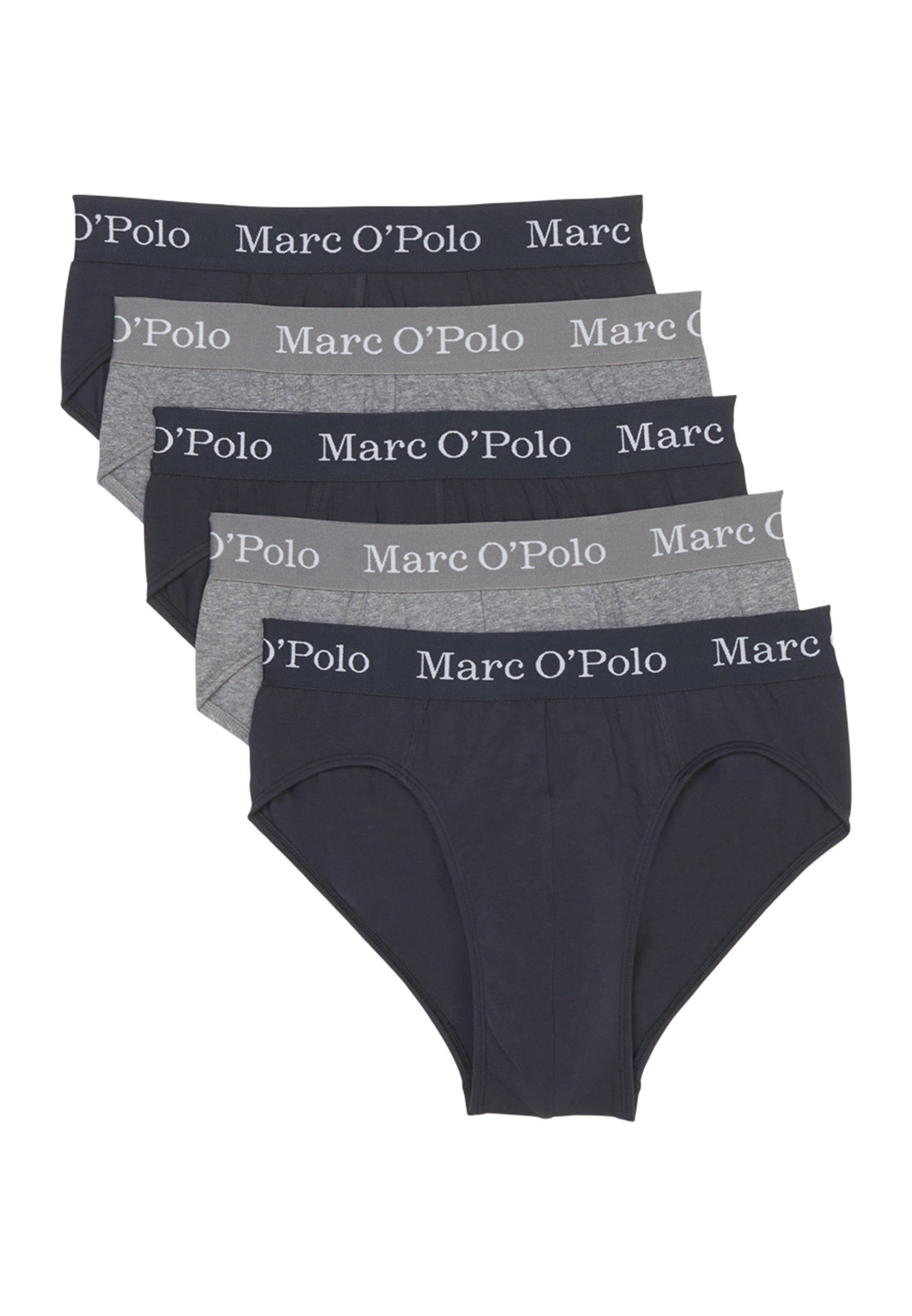 Marc O'Polo Slip 5er Pack Elements Organic Cotton (Spar-Set, 5-St) Slip / Unterhose - Baumwolle - Ohne Eingriff - Black/Beetle/Grey Melange