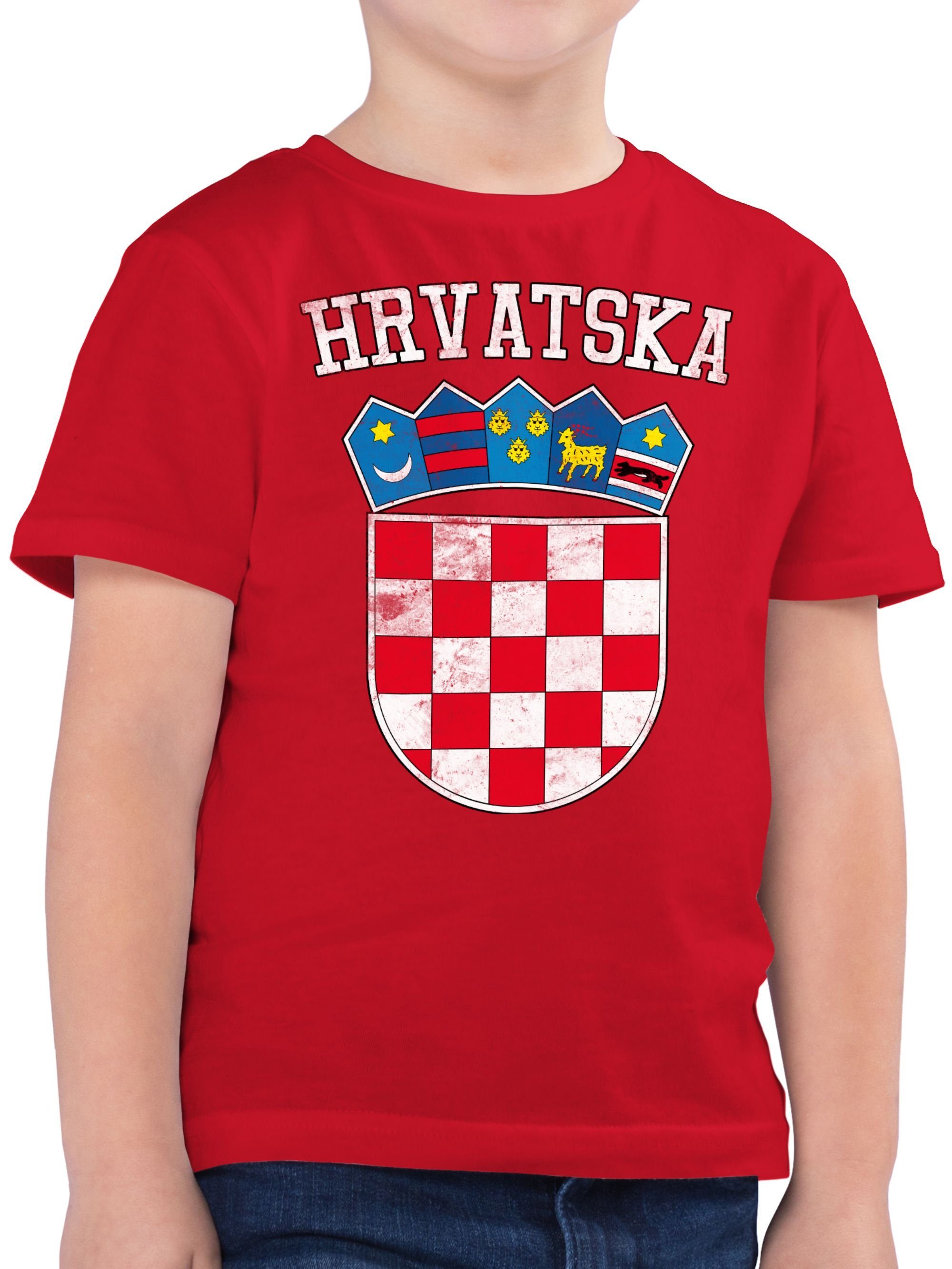 Rot 2 Kroatien WM Kinder T-Shirt EM Wappen 2024 Shirtracer Fussball