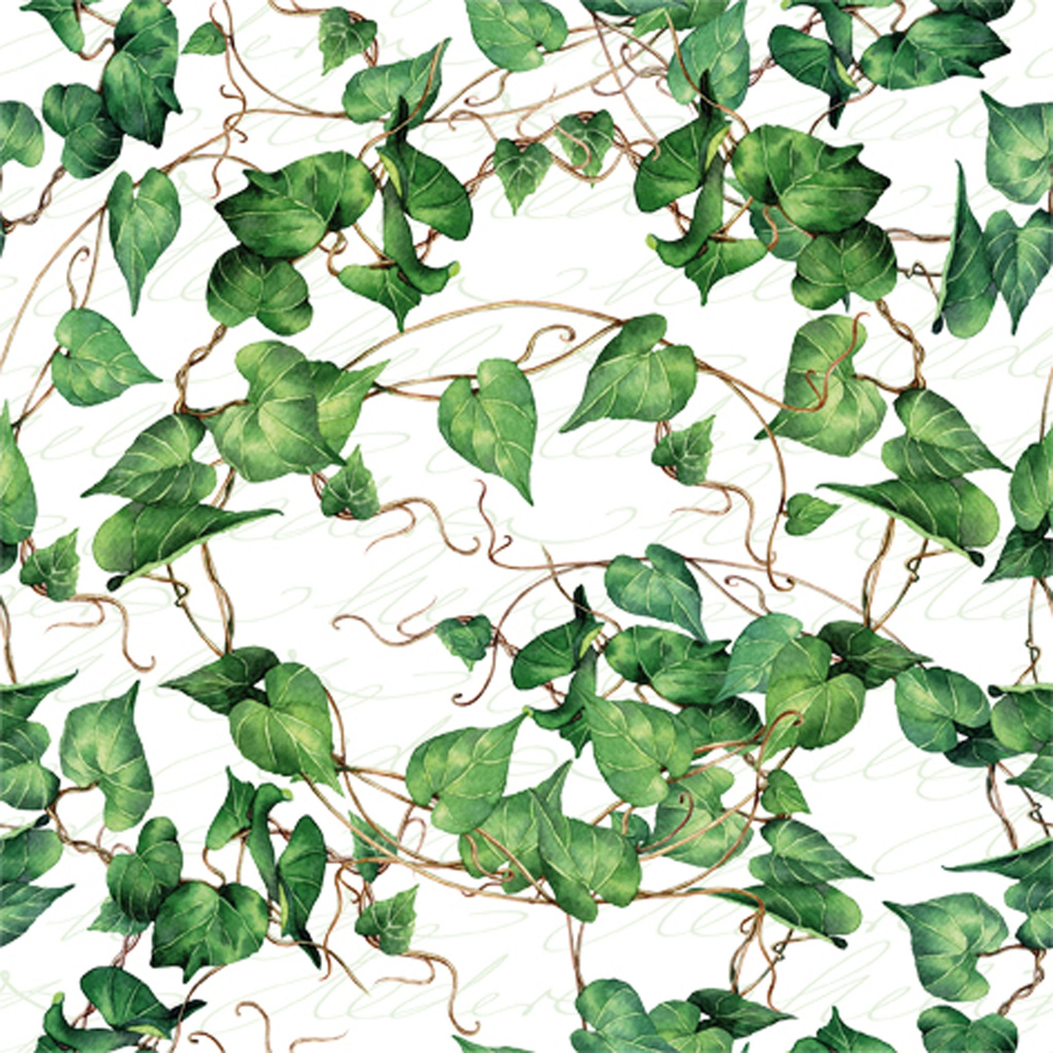 ti-flair Papierserviette, Servietten Papier 33x33cm 3-lagig Efeublätter 20 Stück Weiß / Grün