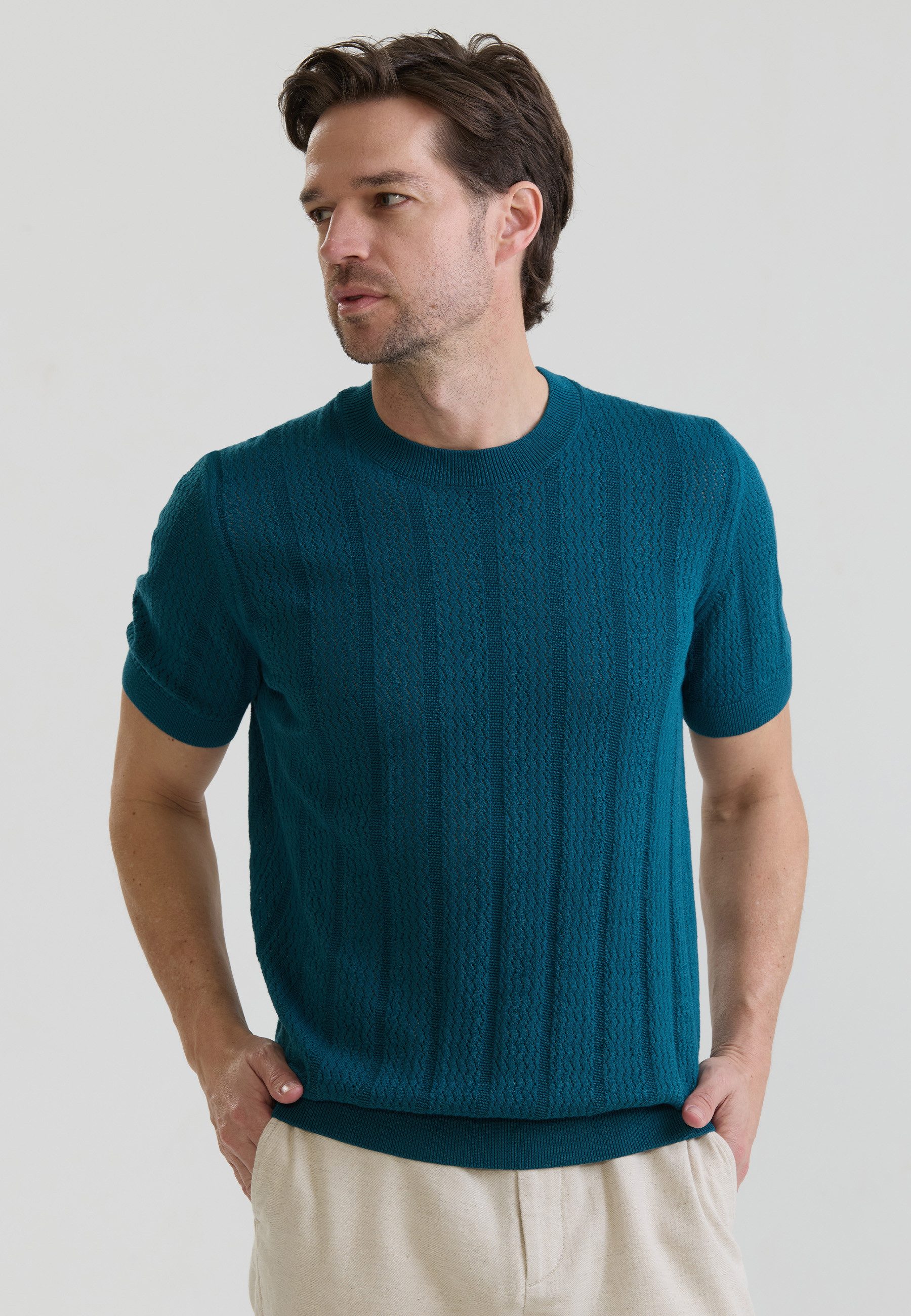 T-Shirt Strick-Tshirt Kurzarm