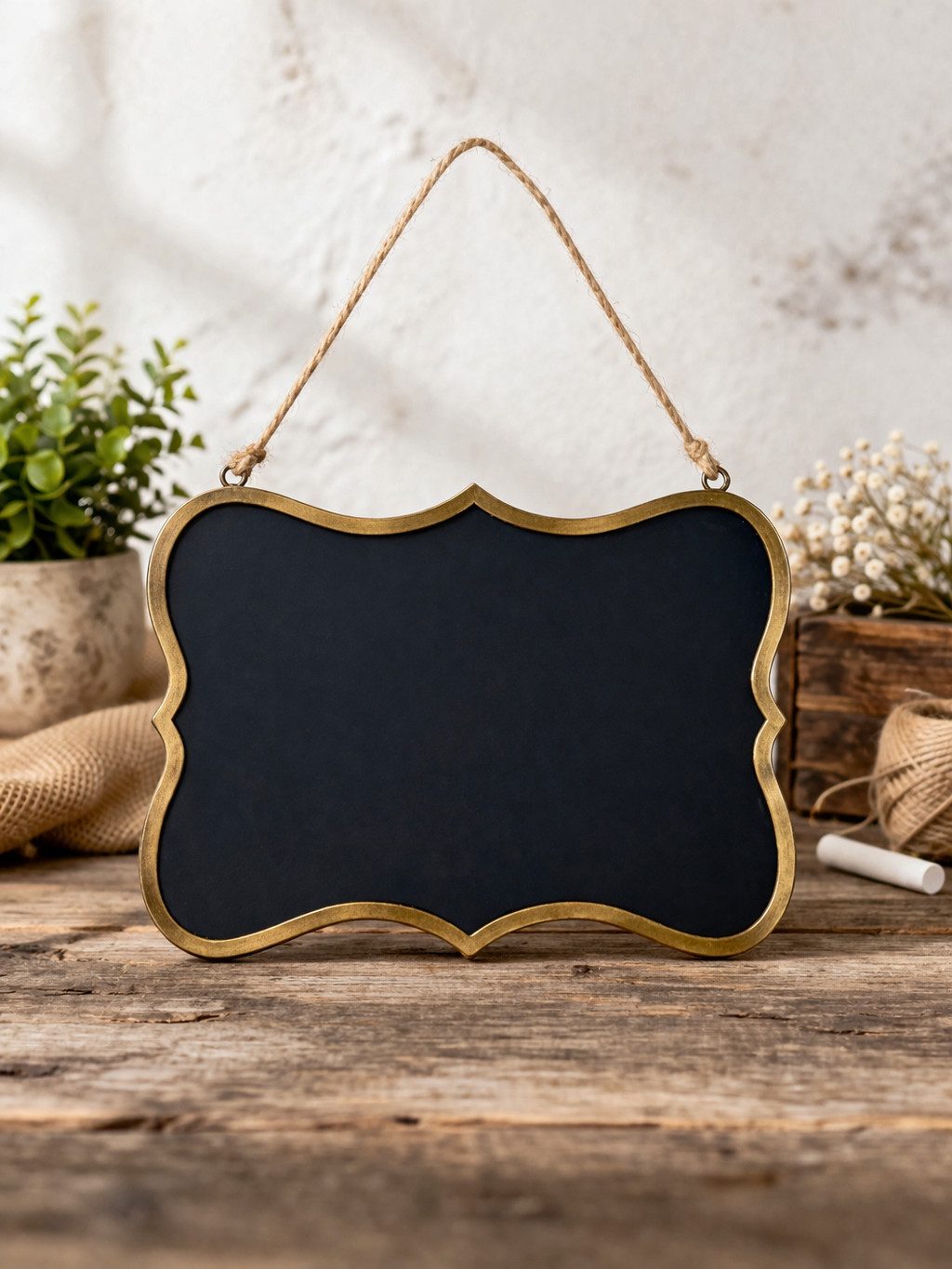 MarieAnn No.25 Memoboard Zinktafel Wandtafel mit Rosenmotiv und Juteaufhänger grau, Beschriftbare schwarze Tafelfläche