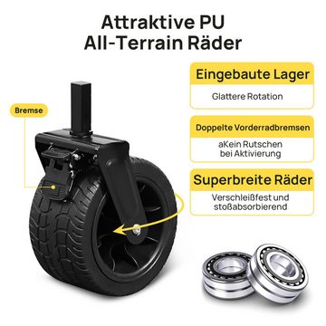 Sumosuma Bollerwagen (150L Geländereifen mit Bremsen Faltbarer Handwagen, bis 200 kg Tragkraft), Verstellbarer Handgriff