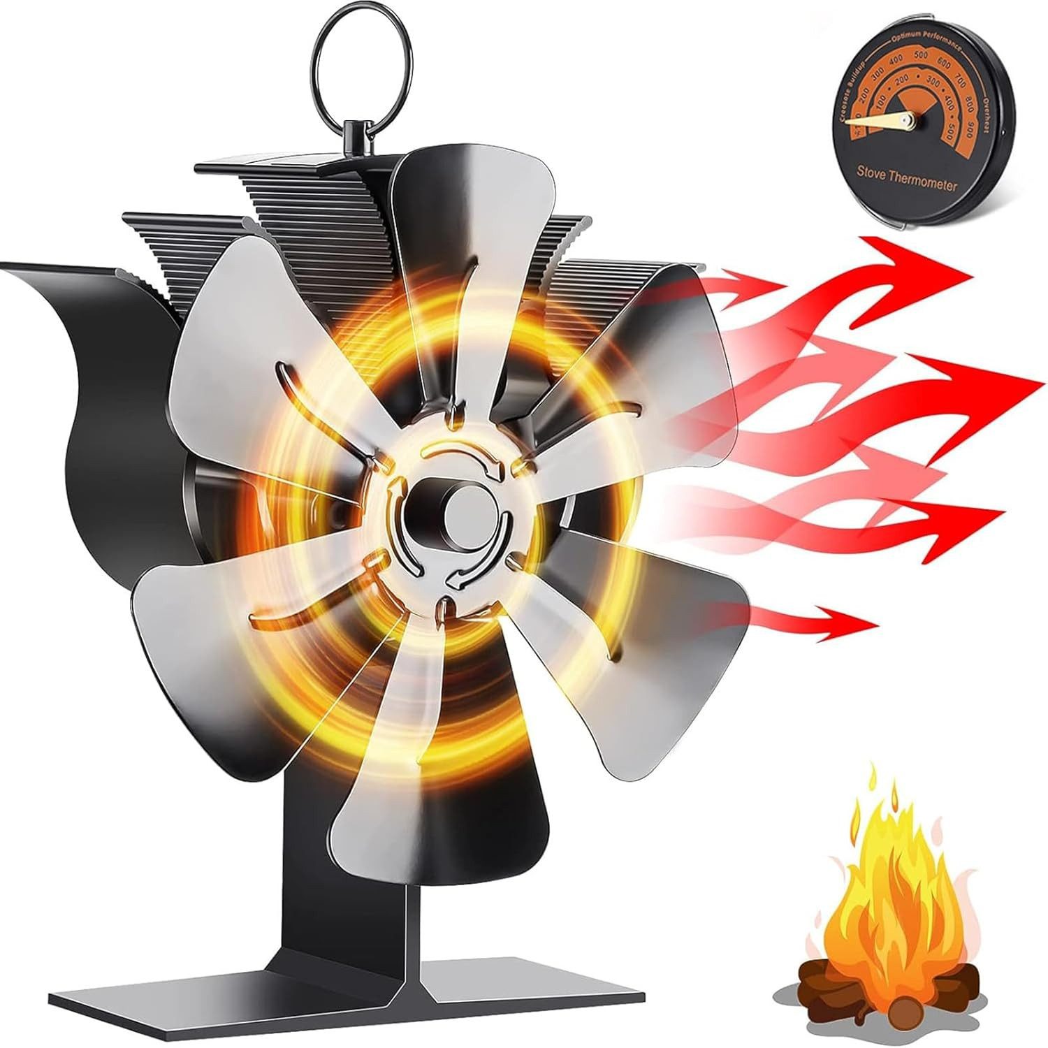BlingBin Kaminventilator 5/6 Flügel Ofenventilator Kaminofen günstig online kaufen