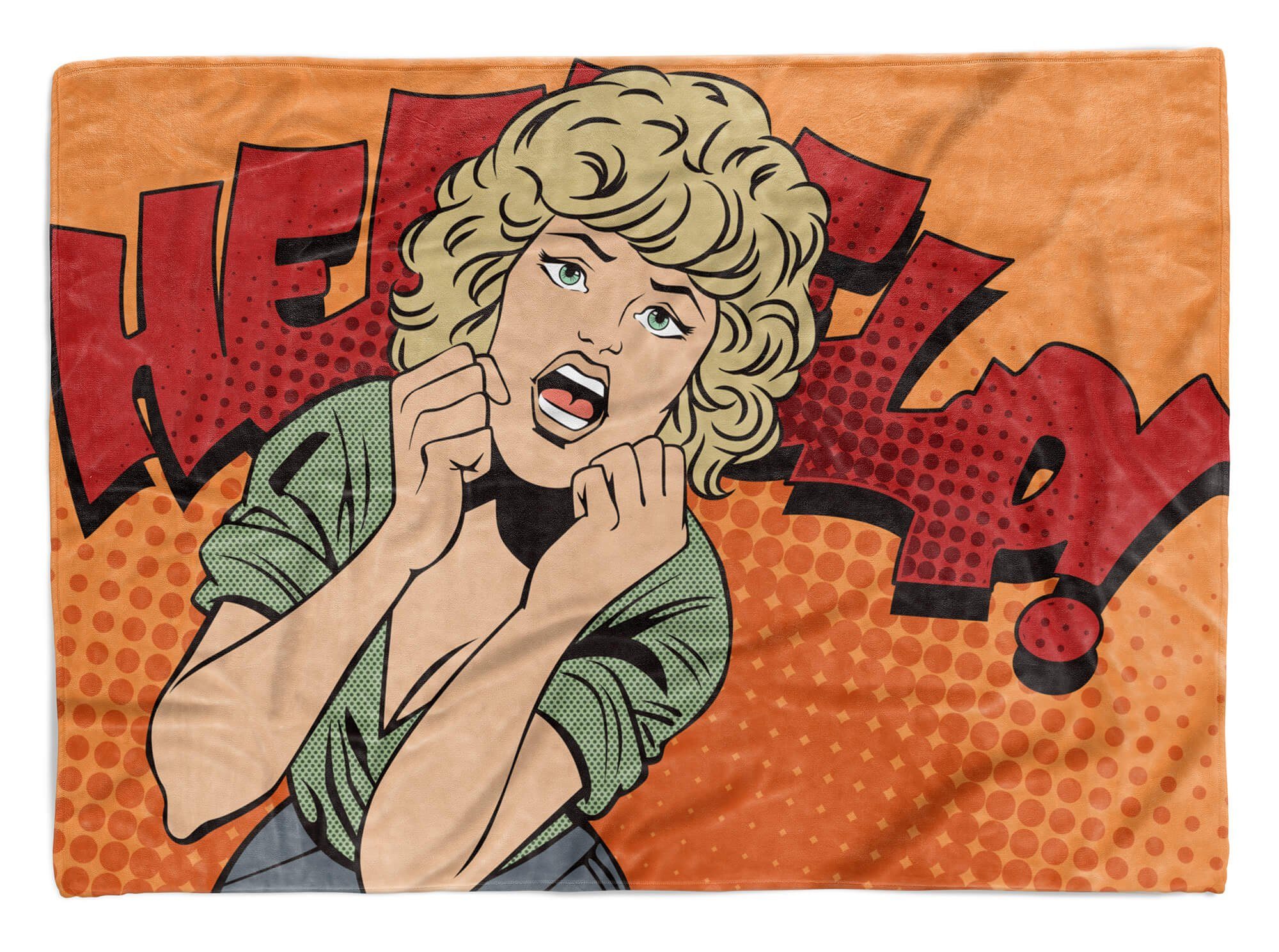 Baumwolle-Polyester-Mix Sinus (1-St), Handtuch Kuscheldecke mit Handtuch Saunatuch Strandhandtuch Fotomotiv Comic Art Frau, Art Pop Handtücher