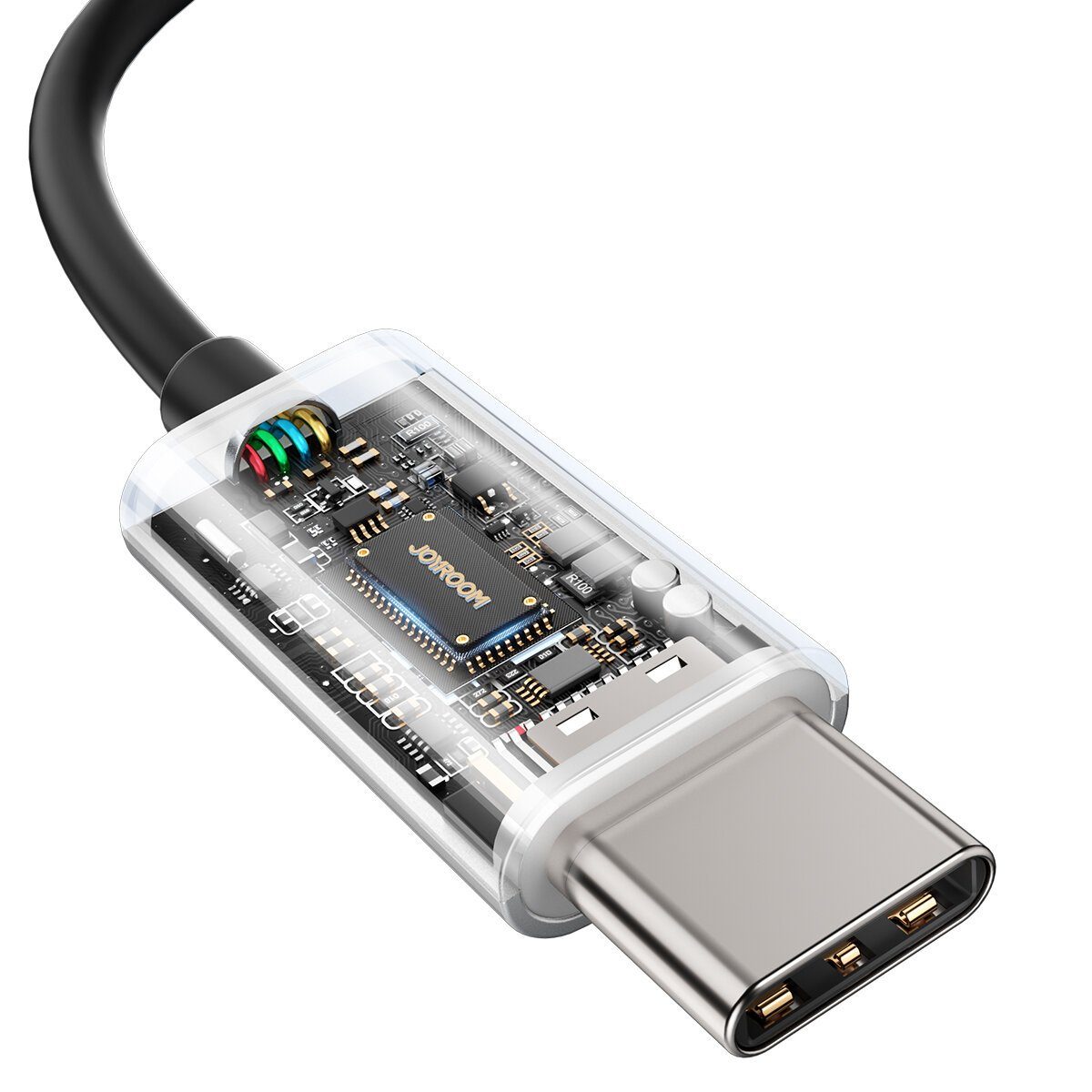 JOYROOM TYPE-C Series Schwarz PU-Hülle) USB-C Anschluss mit Metall In-Ear-Kopfhörer aus mit JR-EC07 Mikrofon, (Kabel, Hochempfindliches Kabel, Extra omnidirektionales