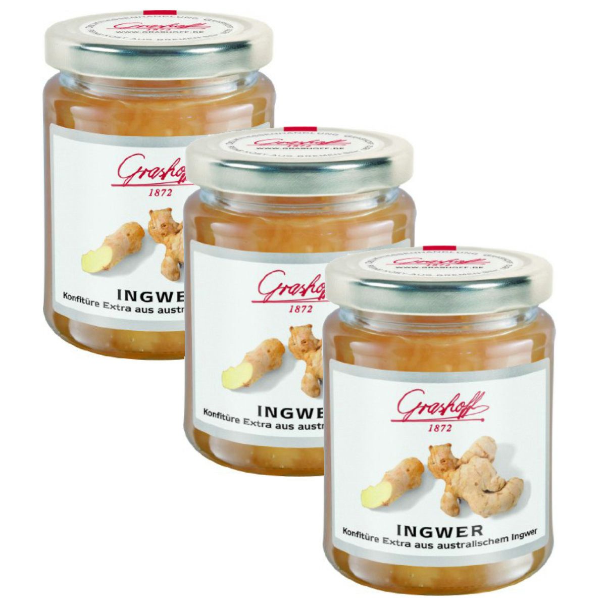 Grashoff Fruchtaufstrich, Grashoff Australische Ingwer scharf Konfitüre Extra 250g 3er Pack