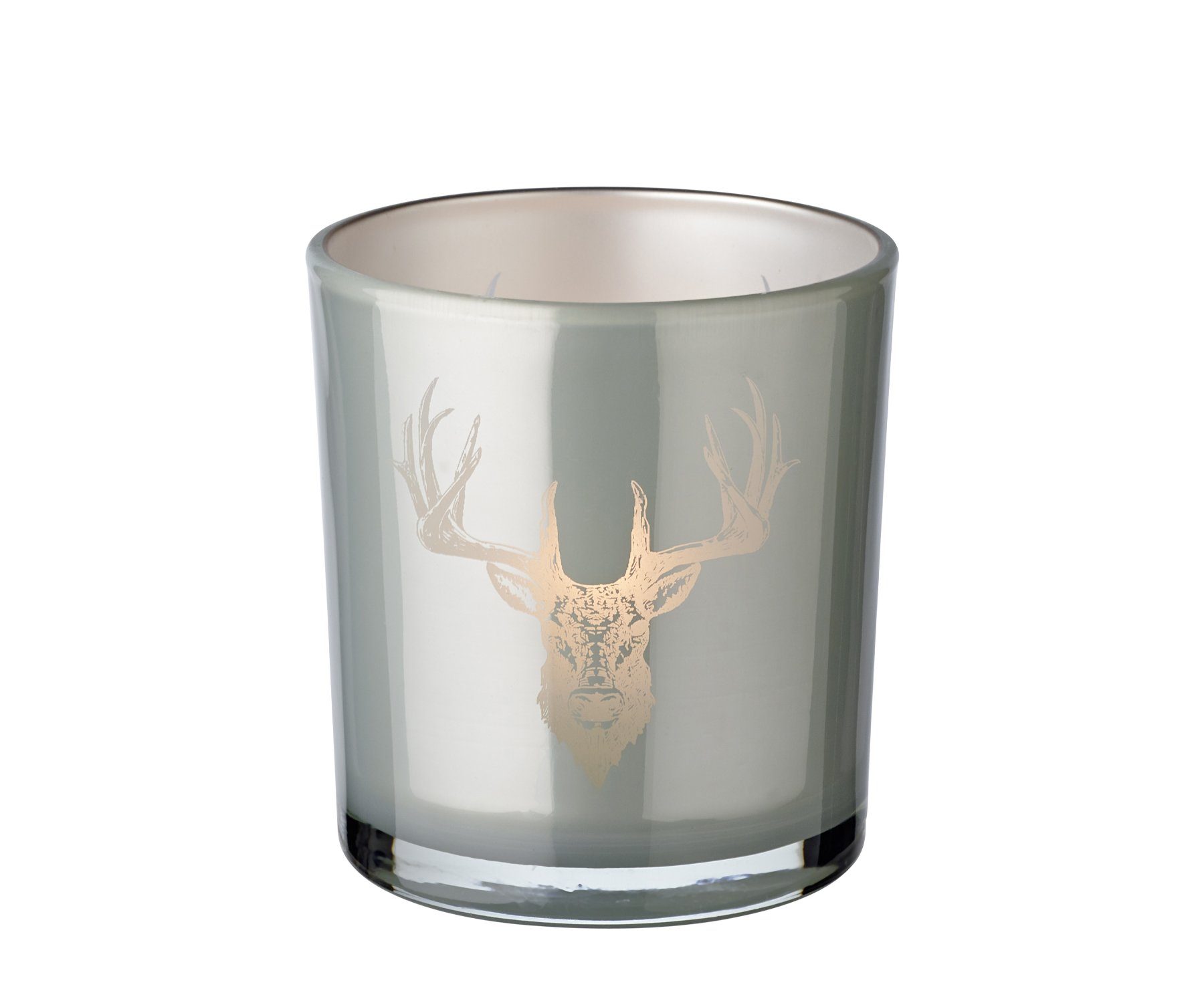 EDZARD Windlicht Hirsch, Glas, Hirsch-Motiv, grau, H 8 cm, Ø 7 cm