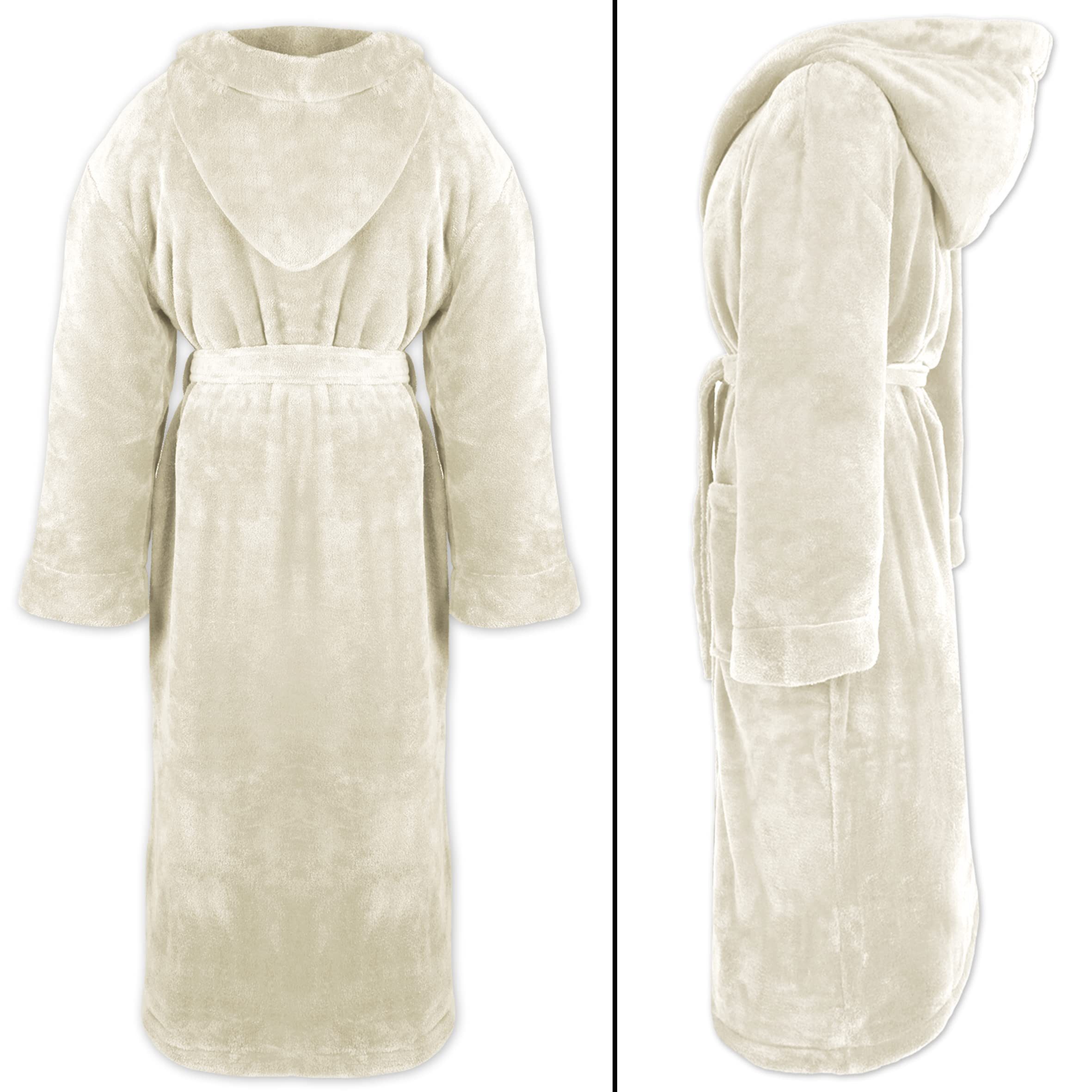 Gräfenstayn Unisex-Bademantel Bademantel Kapuze Flanell Fleece, S Creme, wa günstig online kaufen