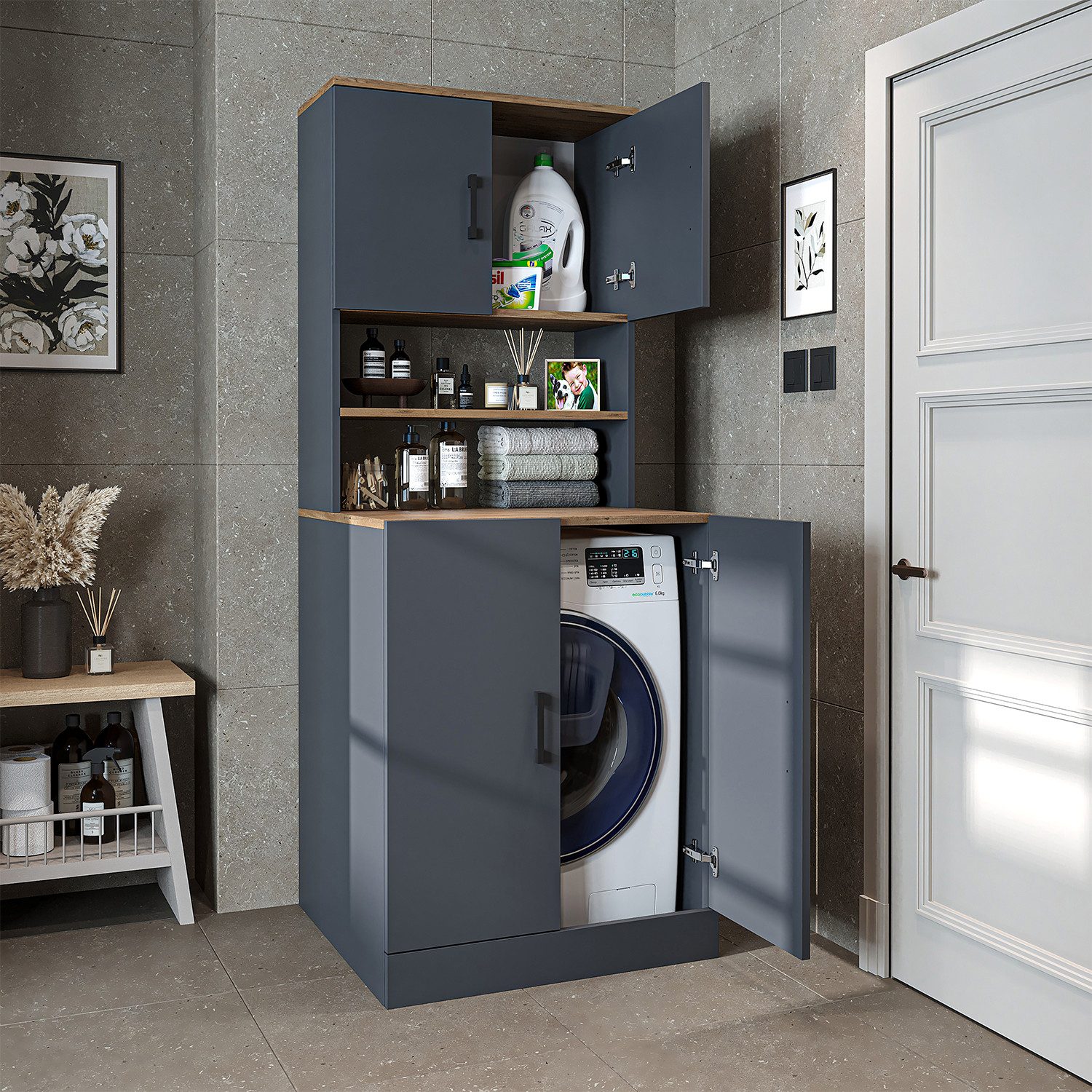 Roomart Waschmaschinenumbauschrank (Waschmaschinenschrank Trocknerschrank W günstig online kaufen