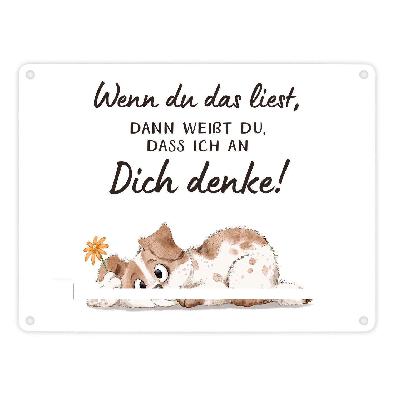Metallschild Hund Metallschild in 15x20 cm mit Spruch Ich denke an dich