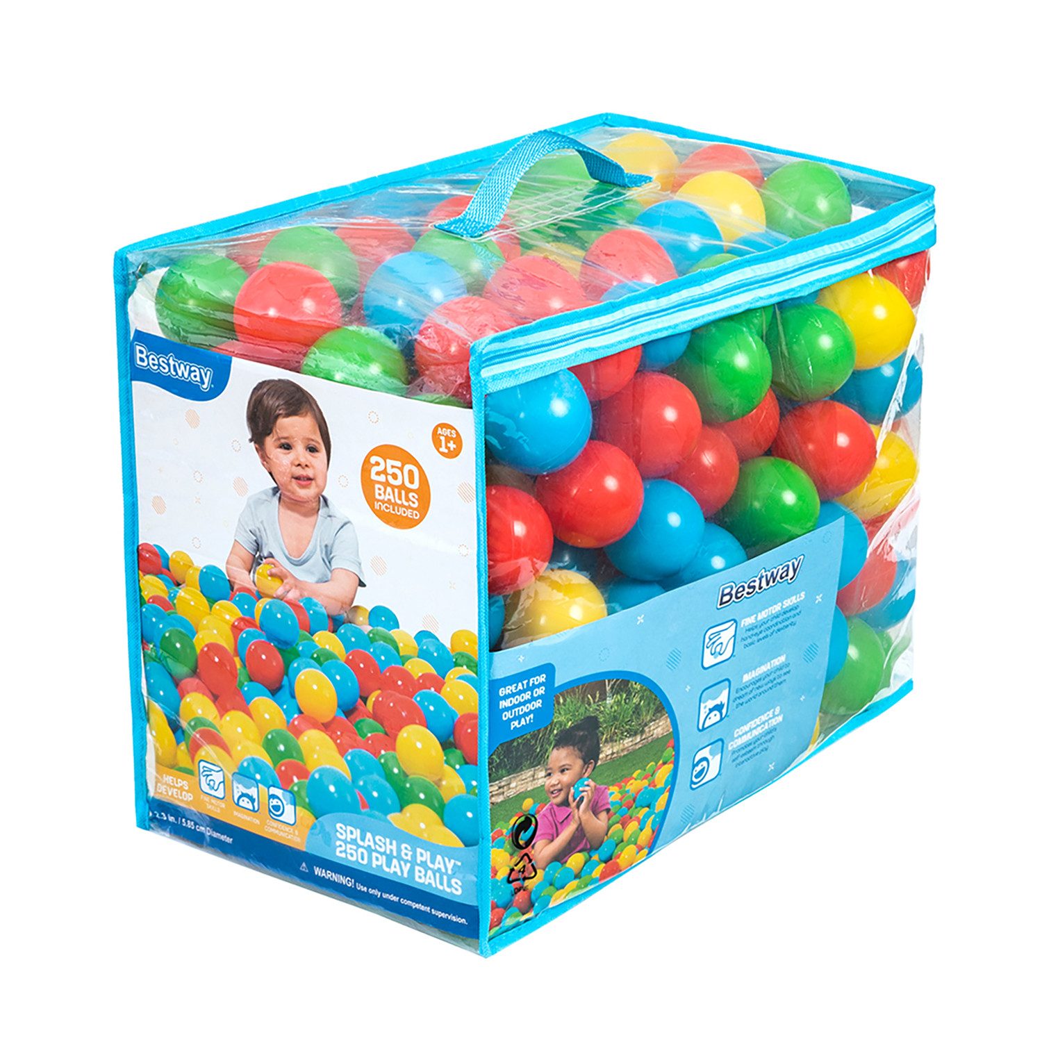 Bestway Spielball Splash & Play™ (Packung, 250-St., Ø 5,85 cm / Stück), Aus strapazierfähigem Kunststoff