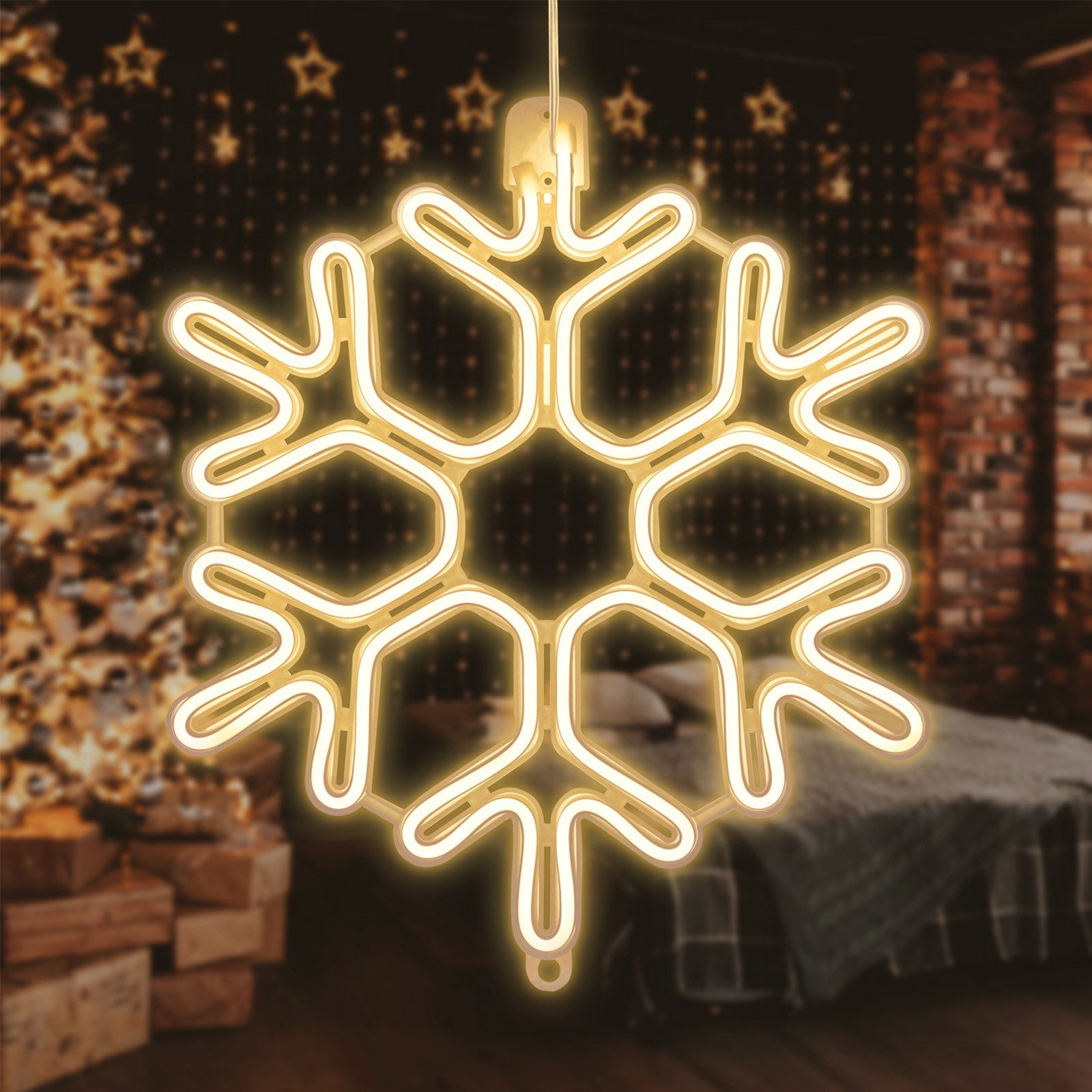 Salcar LED Dekolicht 40/60cm Schneeflocke Neonlicht LED Fenster Weihnachts Dekoration, LED Weihnachts Lichter, Weihnachtsdeko Outdoor