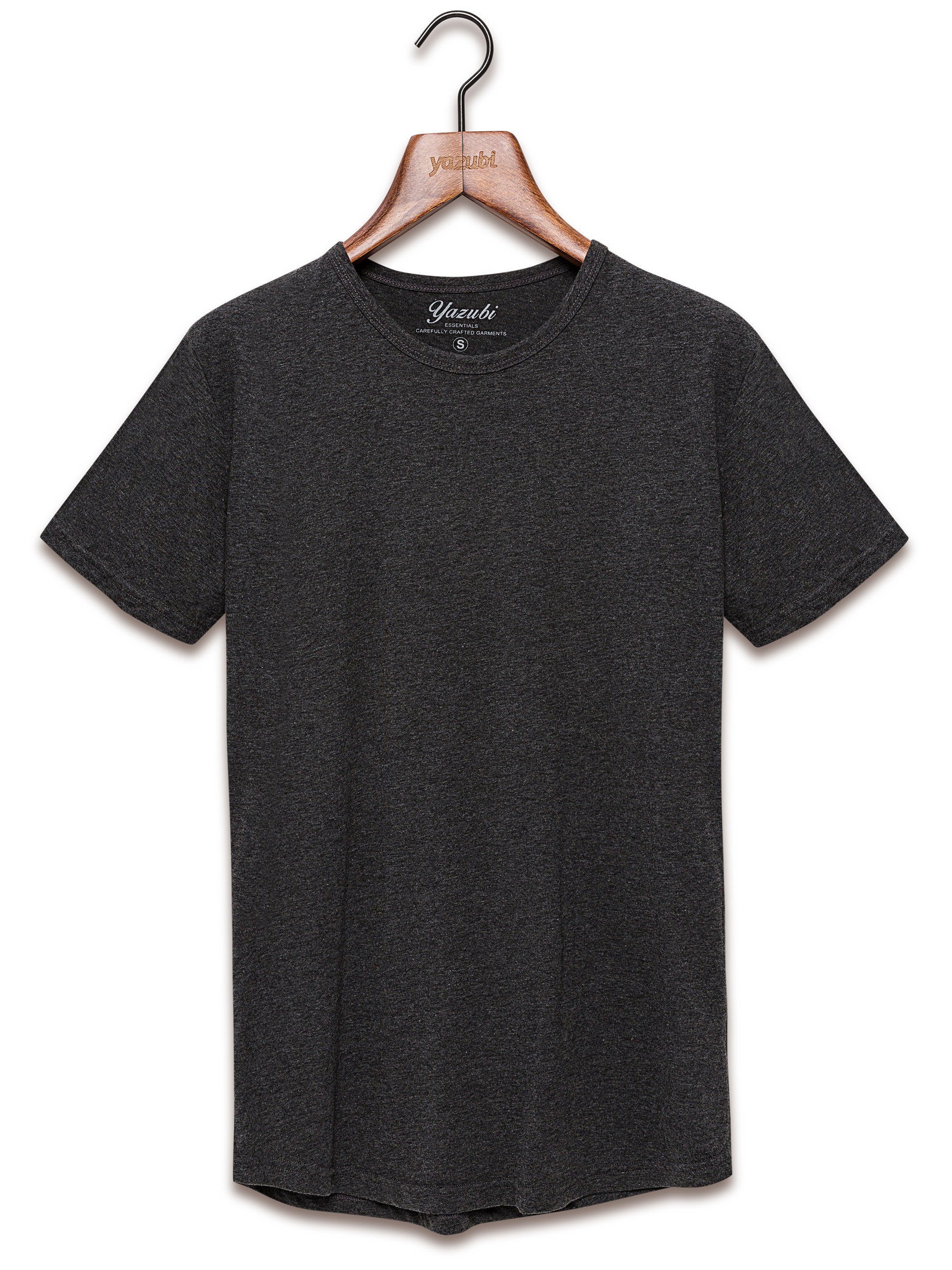 Tee 3er-Pack) Long Shaped 3-Pack (Set, Schwarz Yazubi Max T-Shirt modernes Rundhalsshirt 190000) (raven