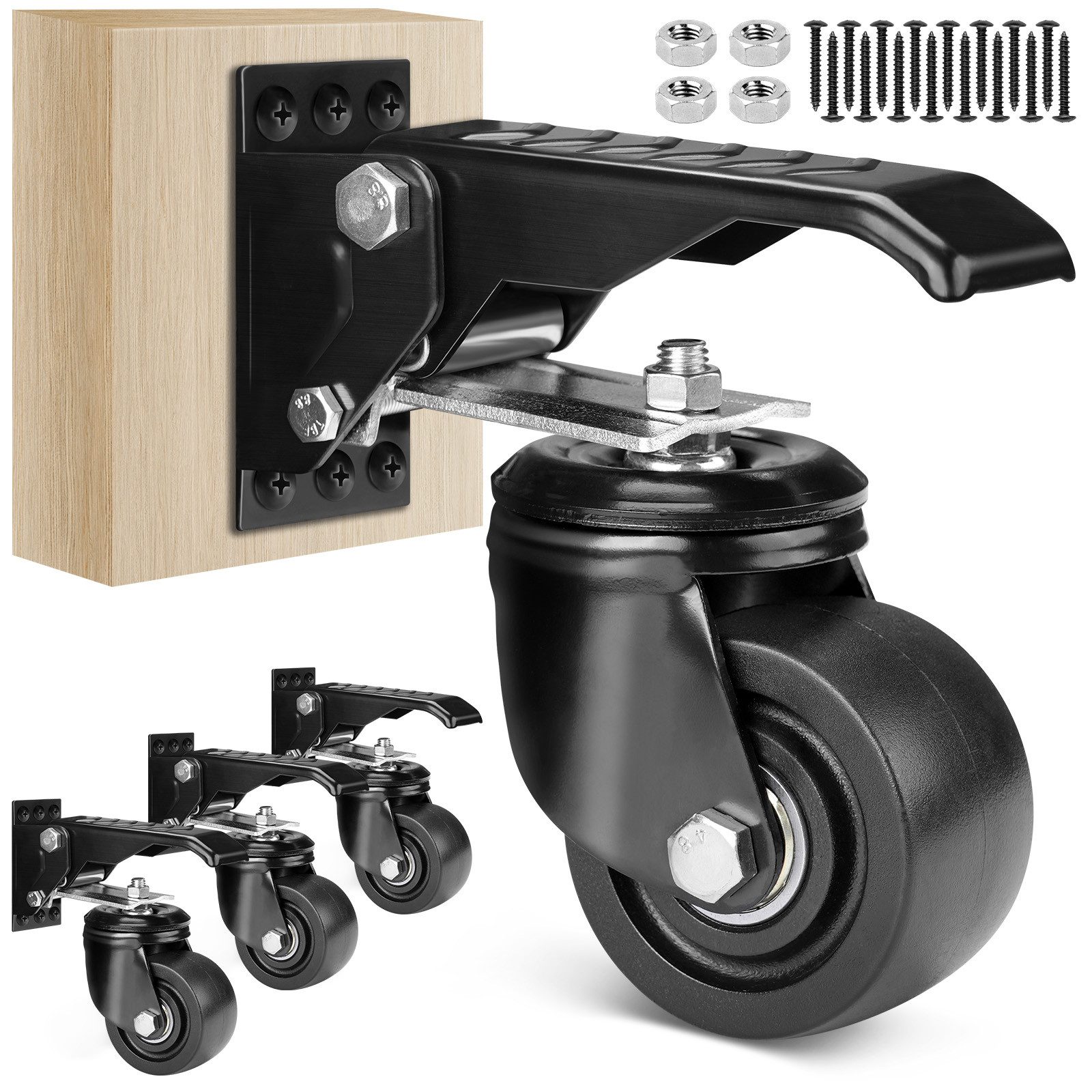 XERSEK Lenkrolle 4X Absenkbar Werkbank Werkbankrollen 75mm max.250kg Nylon Heberollen, (Möbelrollen Schwerlastrollen Lenkrollen 360°, Drehbar Рулоны Versenkbare Transportrollen für), Werkbänke Tische Schränke Maschinen Industrierolle