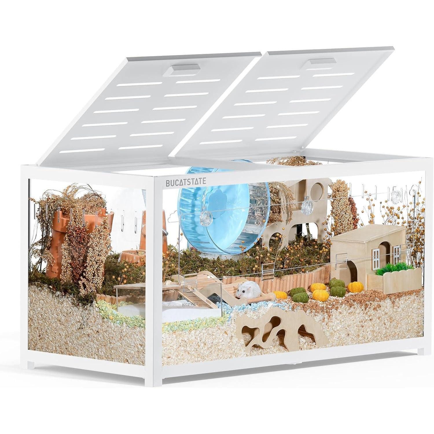 LuxusKollektion Kleintierkäfig Hamsterkäfig Rattenkäfig Metall stapelbar 100L x 50W x 52H CM Weiß
