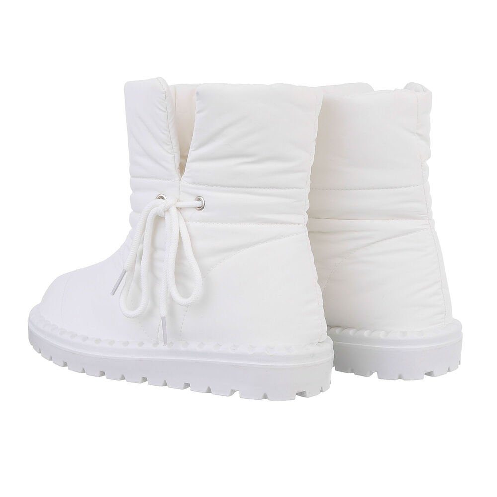 Ital-Design Damen Snowboots Freizeit Snowboots Flach Flache Stiefeletten in Weiß