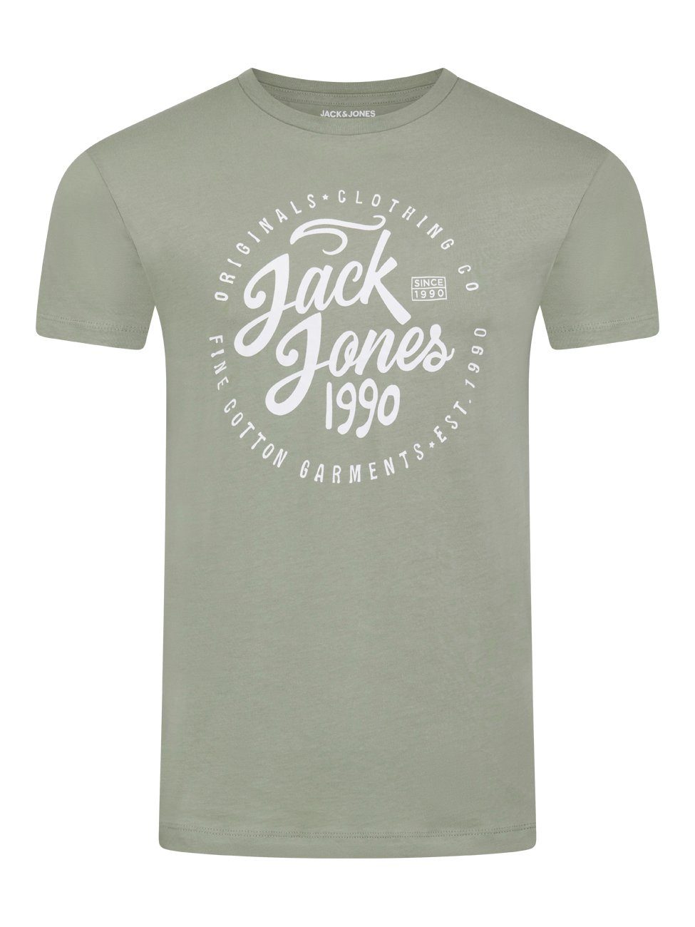 Shirt Regualar 3 Fit T-Shirt Logoprintshirt mit Herren 100% & (4-tlg) Rundhalsausschnitt Jack Tee Pack aus Baumwolle JJLINO Kurzarm Jones