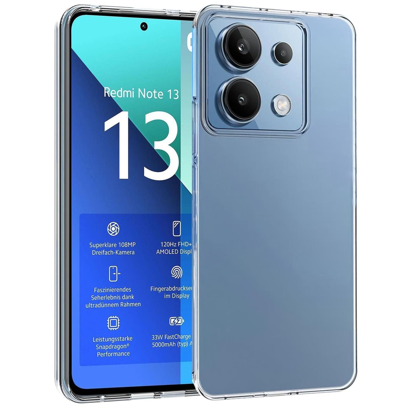 CoolGadget Handyhülle Silikon Handy Hülle Slim für Xiaomi Redmi Note 13 4G 6,67 Zoll, dünne TPU Schutzhülle Case in transparent / durchsichtig