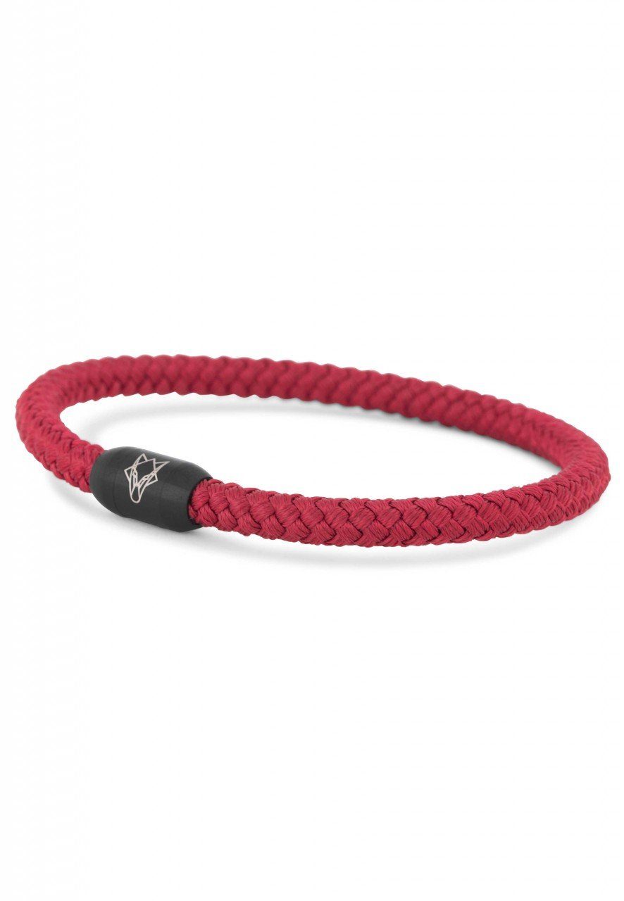 Akitsune Armband Silvus Nylon-Armband - Mattschwarz - Weinrot 19,50cm