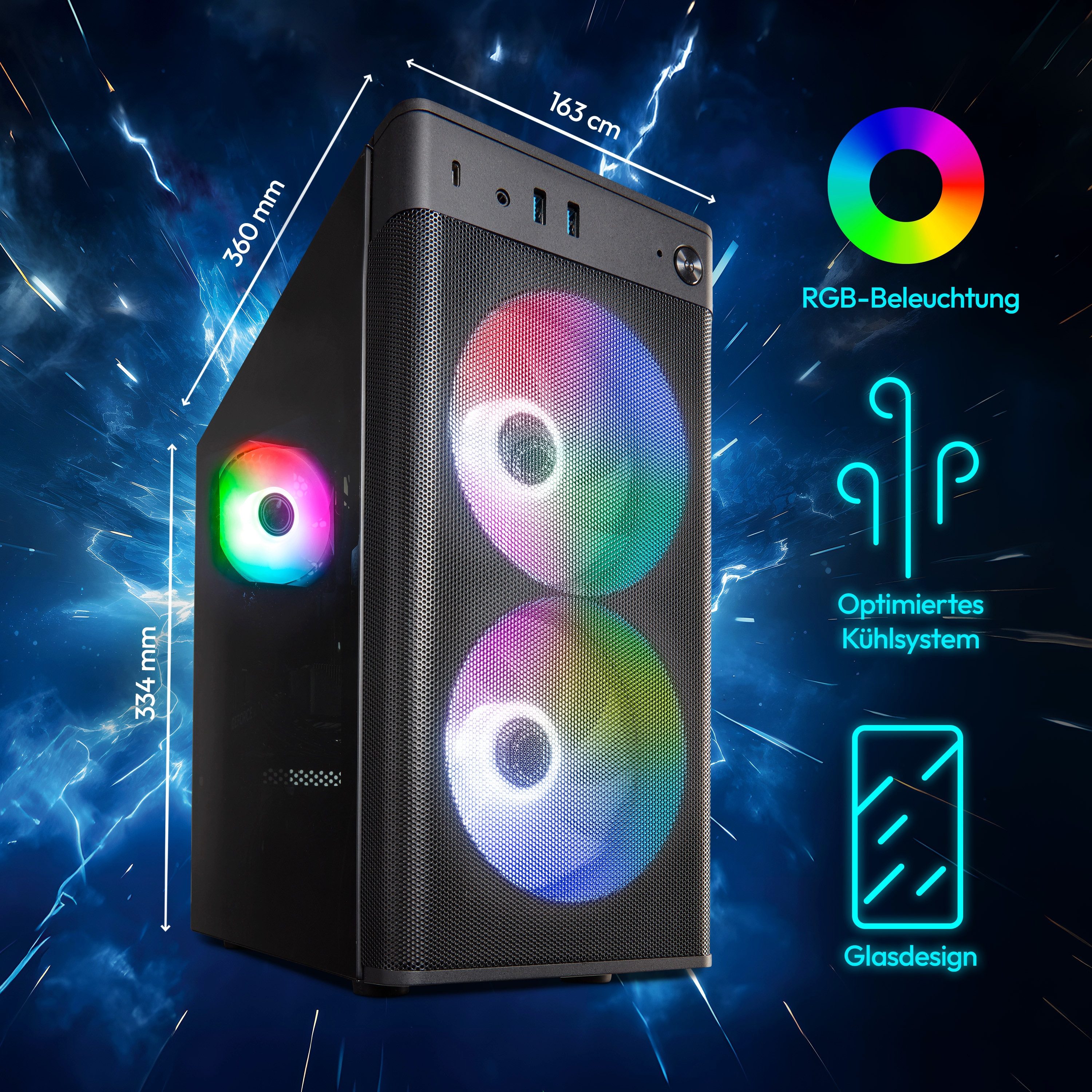 ERAZER Core Gaming PC ERAZER Recon P40 (MD340026) Gaming-PC (Intel Core i5 14400, NVIDIA GeForce RTX 5060, 16 GB RAM, 1000 GB SSD, RECON_P40)