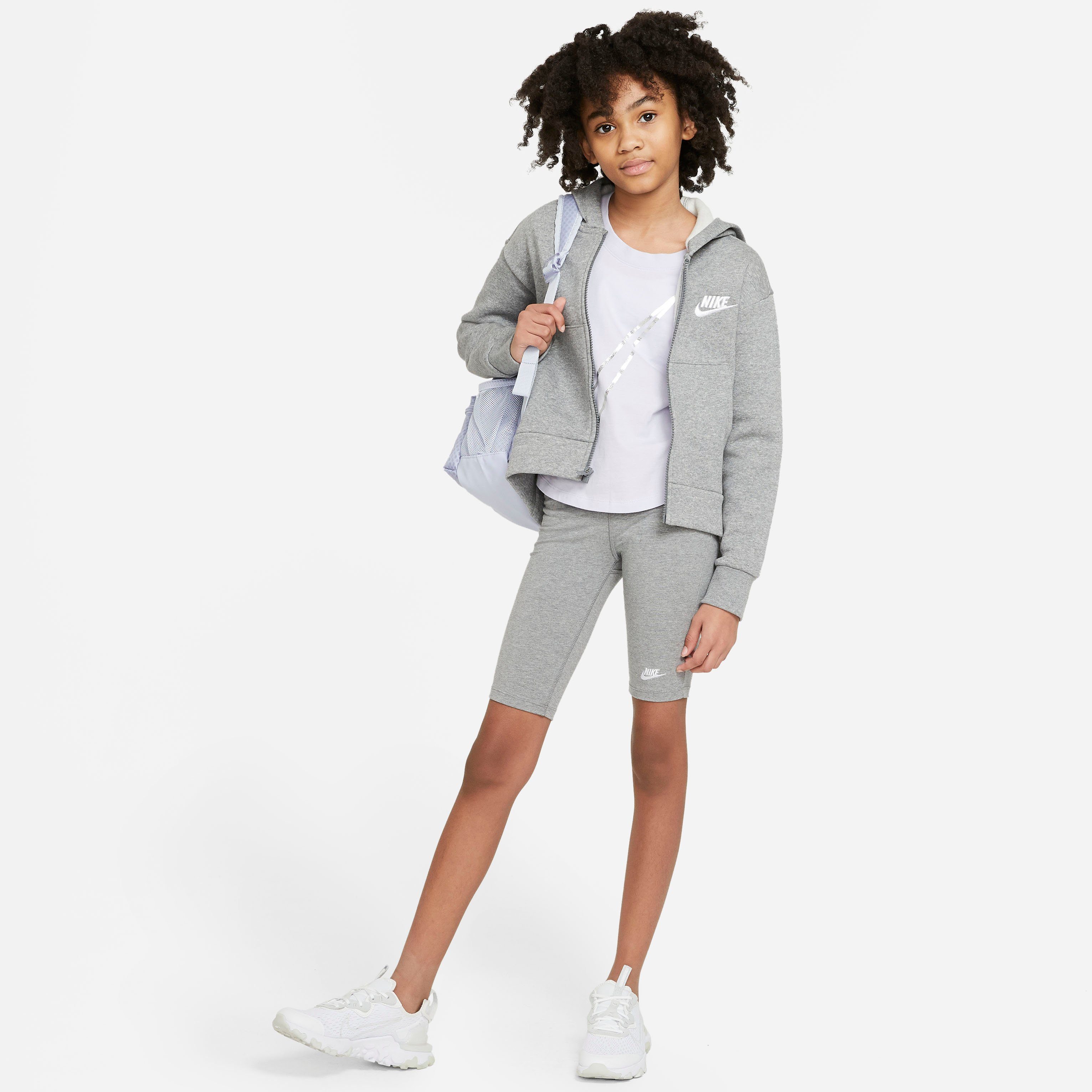 Big Hoodie Club Nike Fleece (Girls) Kids' grau Sportswear Kapuzensweatjacke Full-Zip