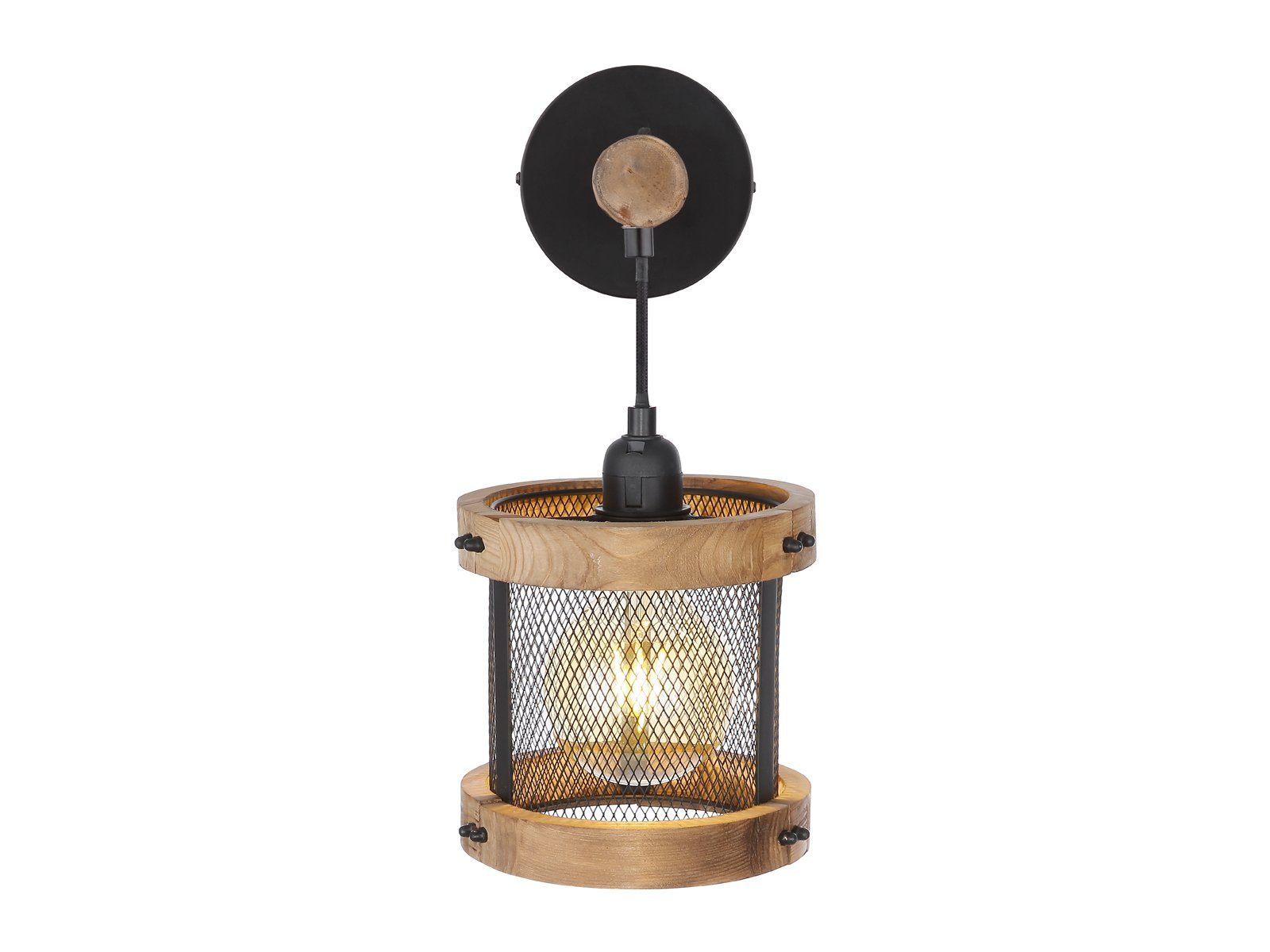 LED innen, hängend meineWunschleuchte LED für Holz-lampe wechselbar, Wandleuchte, warmweiß, Treppenhaus, Industriedesign Ø16cm