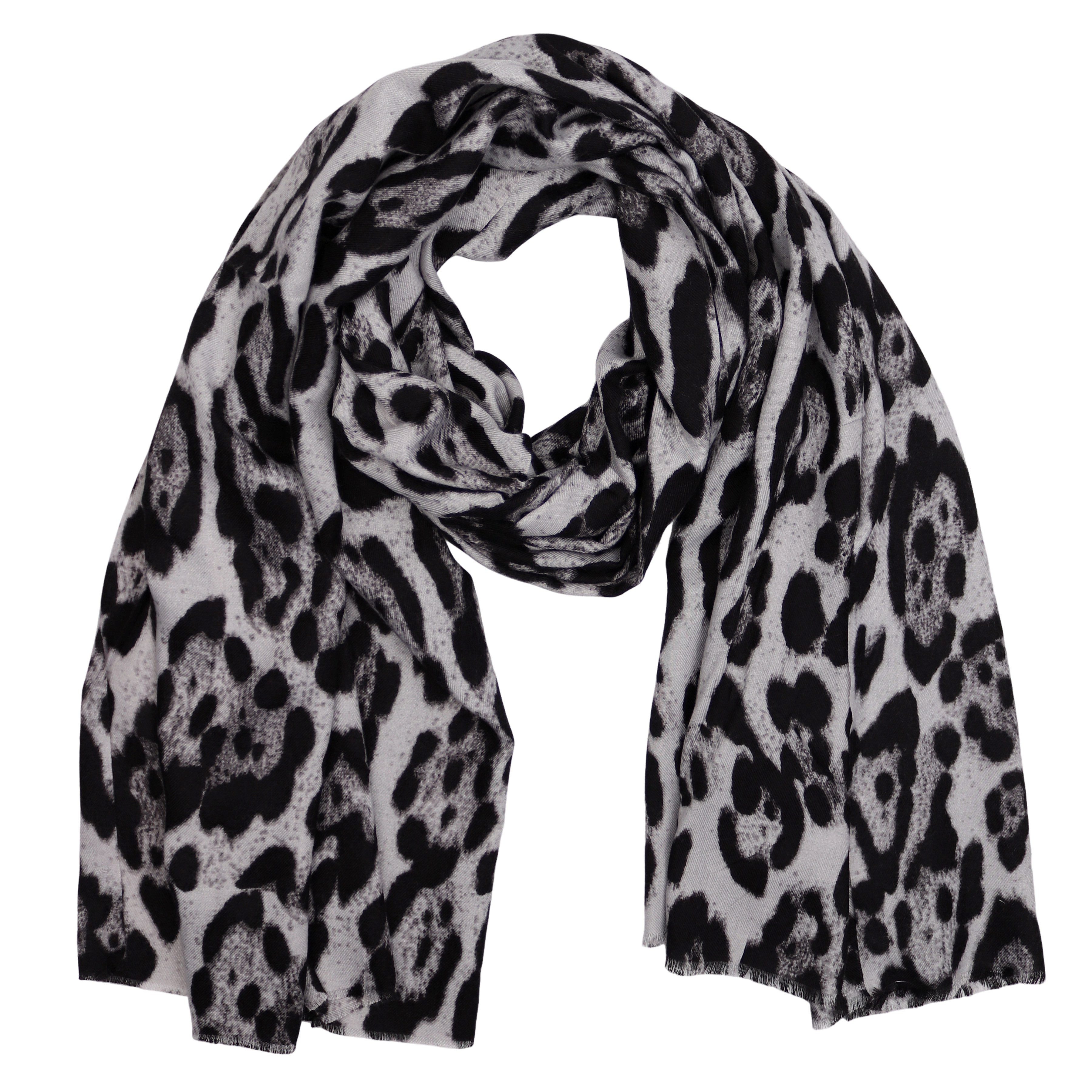 MIRROSI Modeschal weicher und warmer Schal Leo Leopard mit Fransen, 90x180cm, (Neue Kollektion Herbst/ Winter 2025), Paisley Muster Damen Halstuch ideal für Herbst und Winter