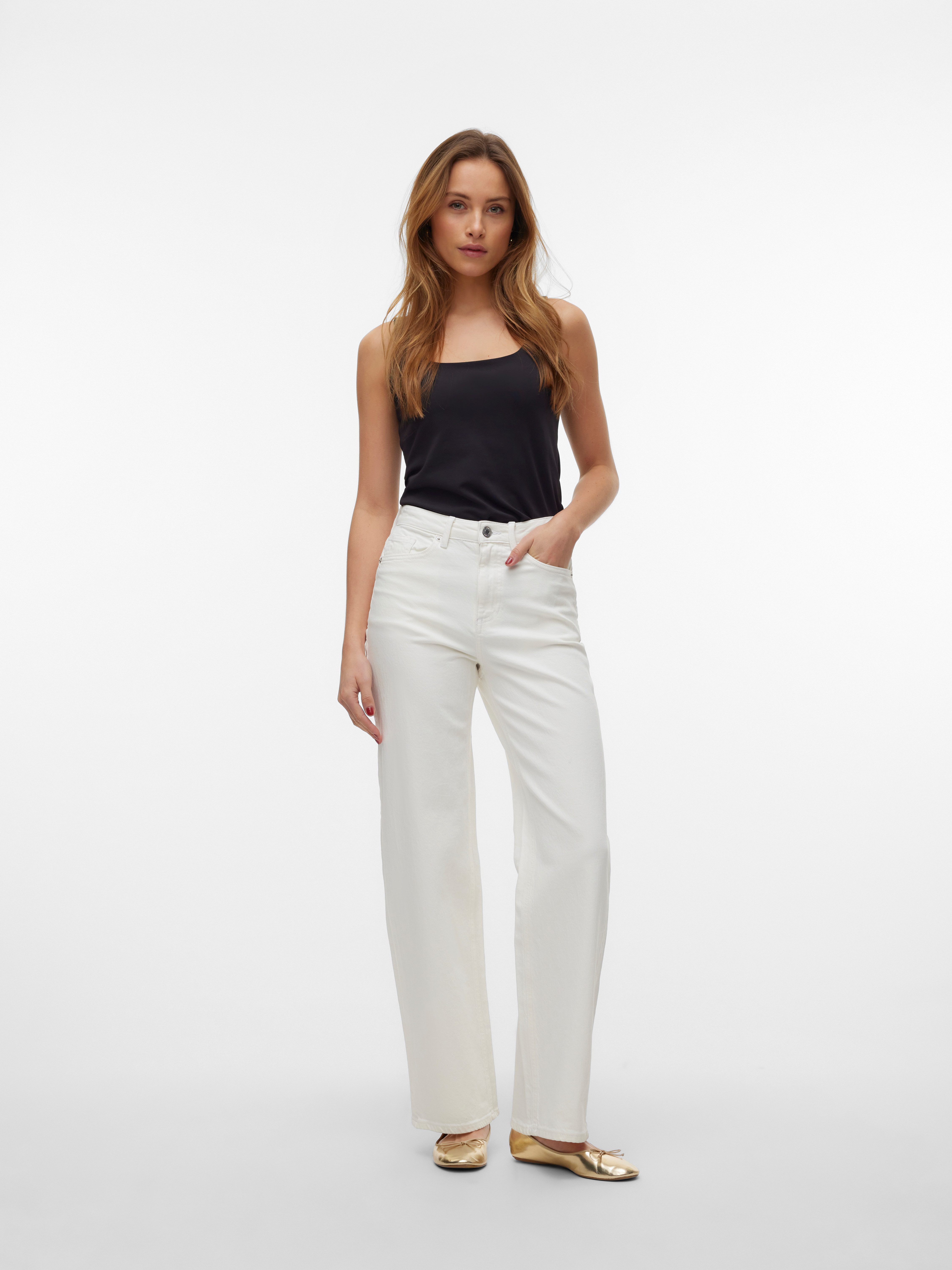 Vero Moda High-waist-Jeans VMTESSA HR WIDE JEANS COLOR GA NOOS mit Eingrifftaschen