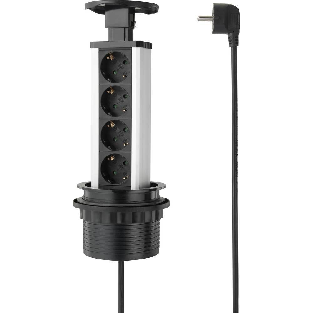Sygonix Steckdosenturm 4fach SY-4737792 Steckdosenleiste, versenkbar