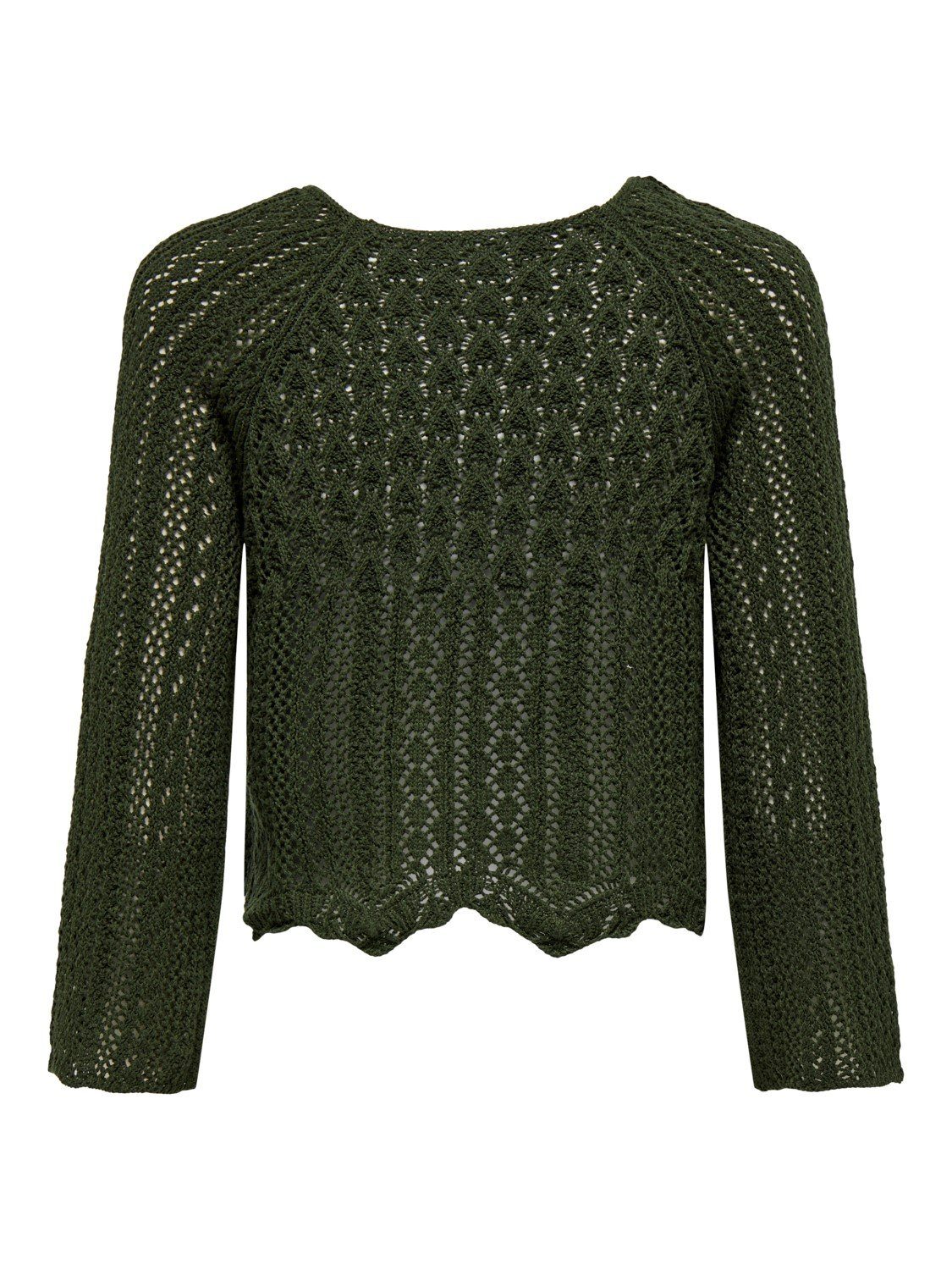 Arm Sweater ONLY Grün Only Crop 3/4 Strickpullover Damen Strick-Pullover Grobstrick OnlNola