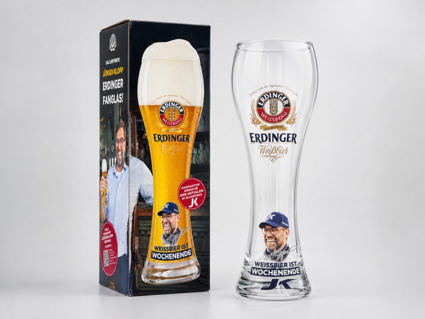 Erdinger Weißbier Bierglas Jürgen Klopp Fan-Glas 0,5 l Sammleredition, 1-tlg., Limitierte Sammleredition mit Gravur