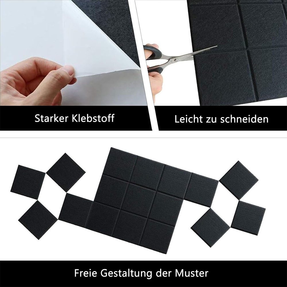 AFKSMILE Pinnwand 12 Stück Filz Pinnwand Selbstklebend, 30x30cm Dekorative Filzboard