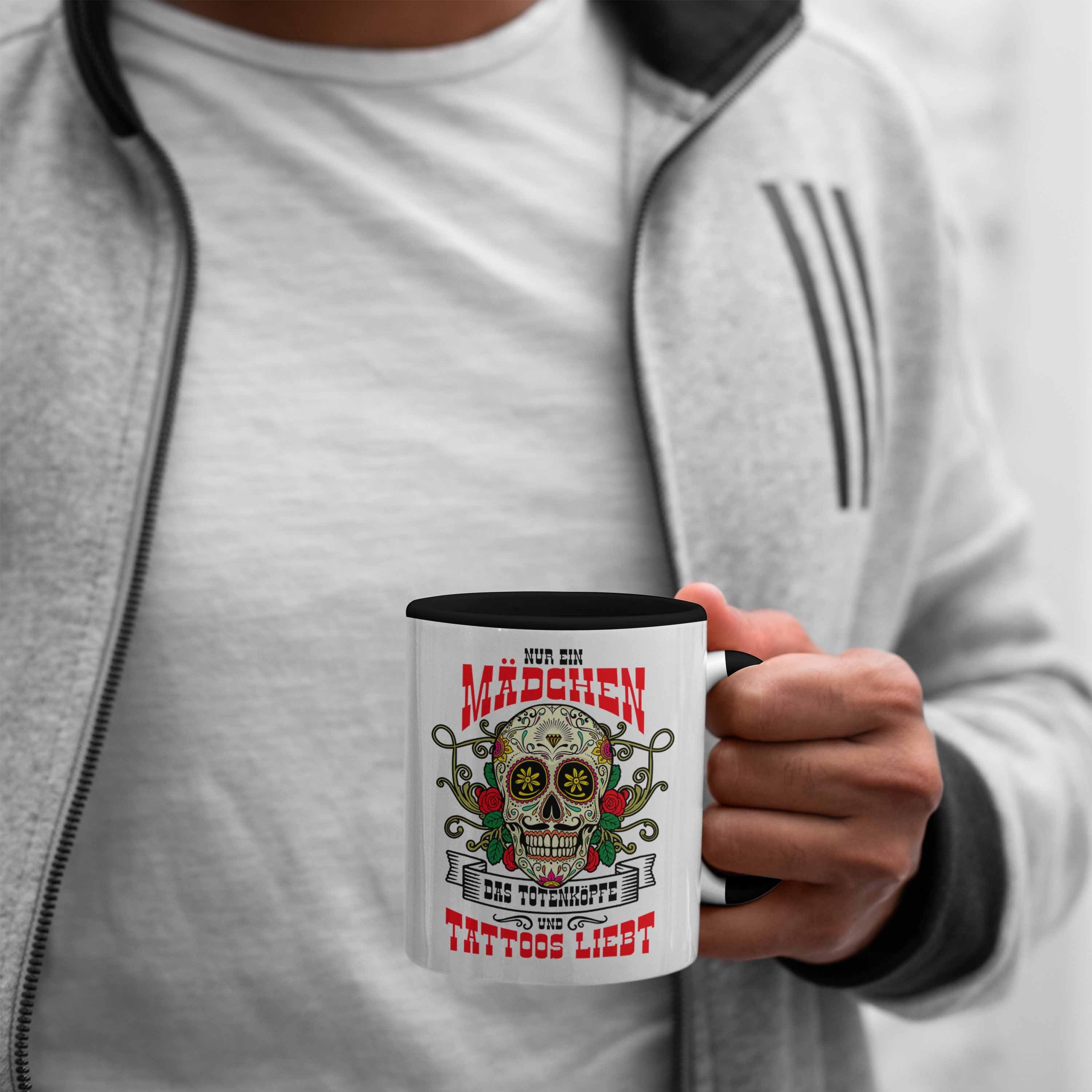 Schwarz Trendation Tasse T Mädchen Trendation Nur - Ein Geschenk Das Totenköpfe Tattoo und Frau