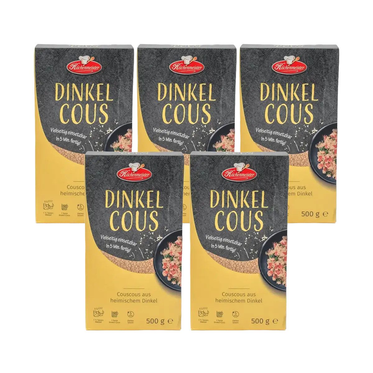 Bielmeier Getreide Dinkelcous 5x500 Gramm Küchenmeister Made in Germany, 1 x 2500 g