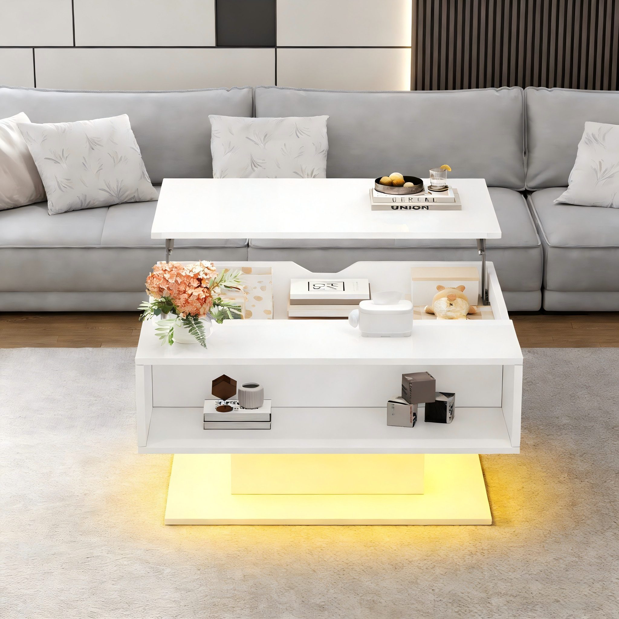 Couchtisch 80x77x40 cm, LED-Beleuchtung mit App-Steuerung