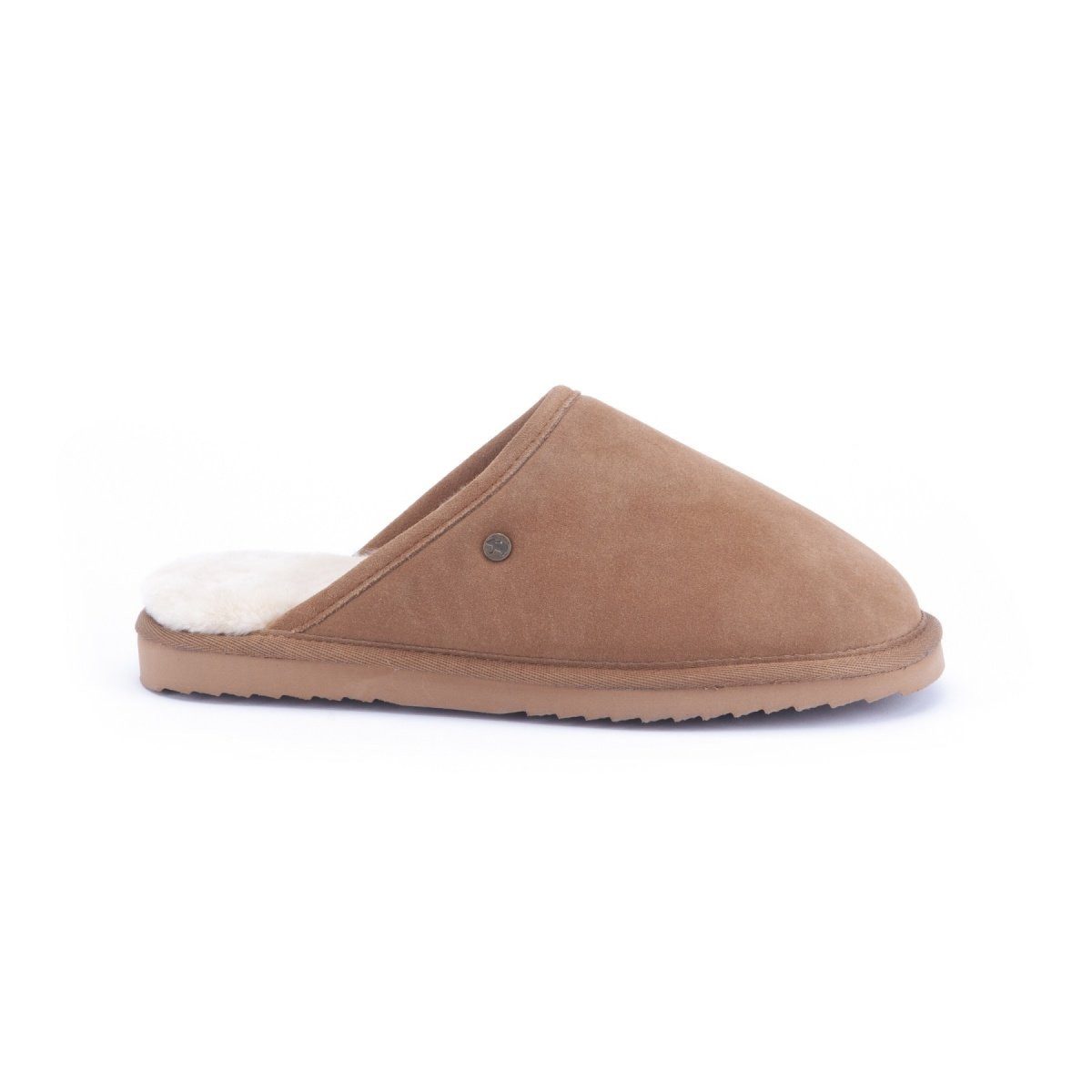 WARMBAT Pantoffel Classic Suede mit Merino Schaffell cognacbraun Hausschuh