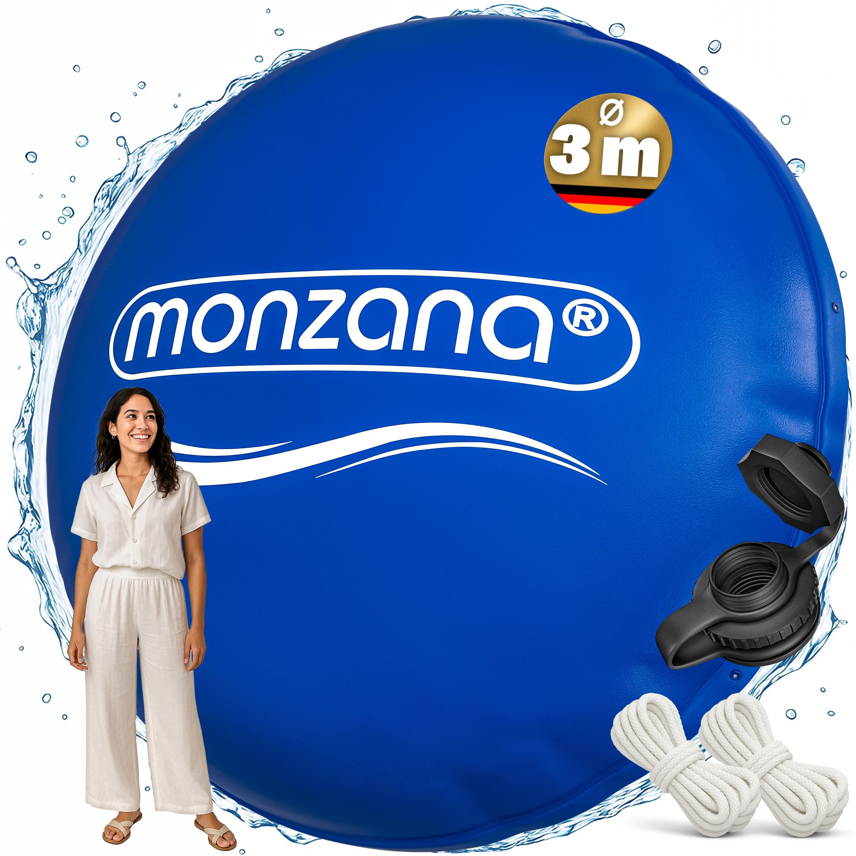 monzana Pool, 3m Winter Rund mit Seilen PVC Sicherheitsventil 6 Ösen Poolkissen