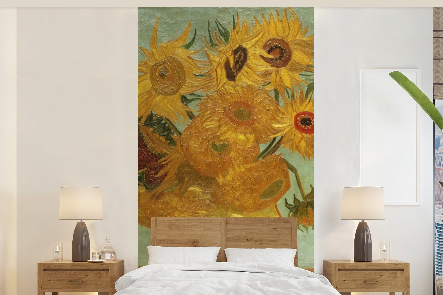 MuchoWow Fototapete Sonnenblumen - Vincent van Gogh, Matt, bedruckt, (2 St), Vliestapete für Wohnzimmer Schlafzimmer Küche, Fototapete